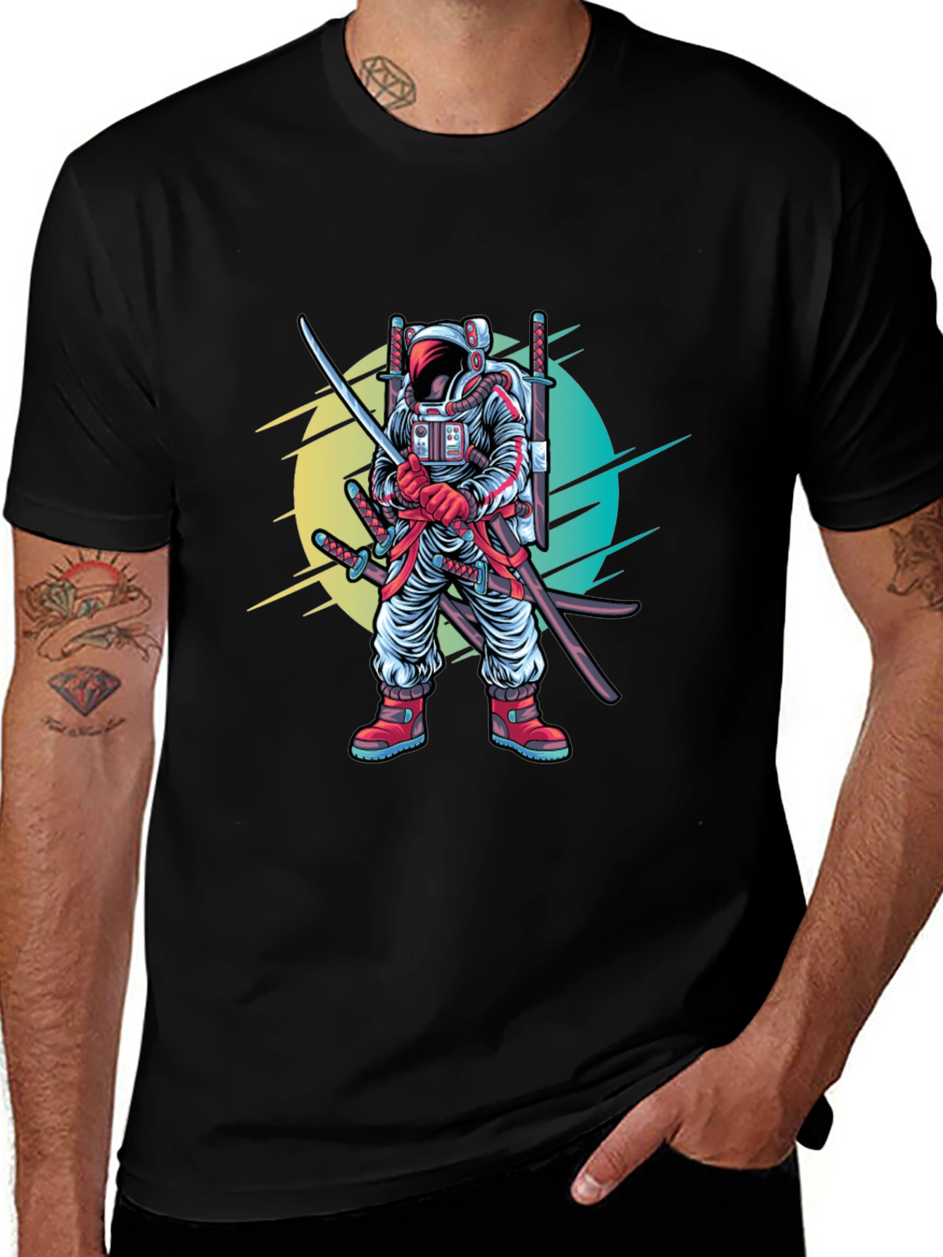 Variant 18 of Astronaut Samurai Graphic T-Shirt - Sci-Fi Ninja Tee