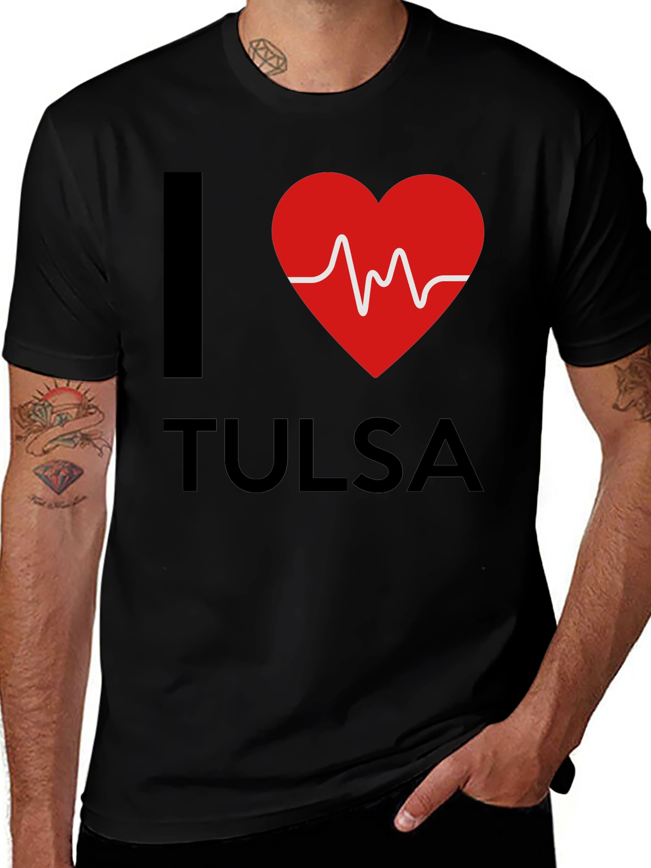 I Heart Tulsa Graphic T-Shirt - Men's Black Tee