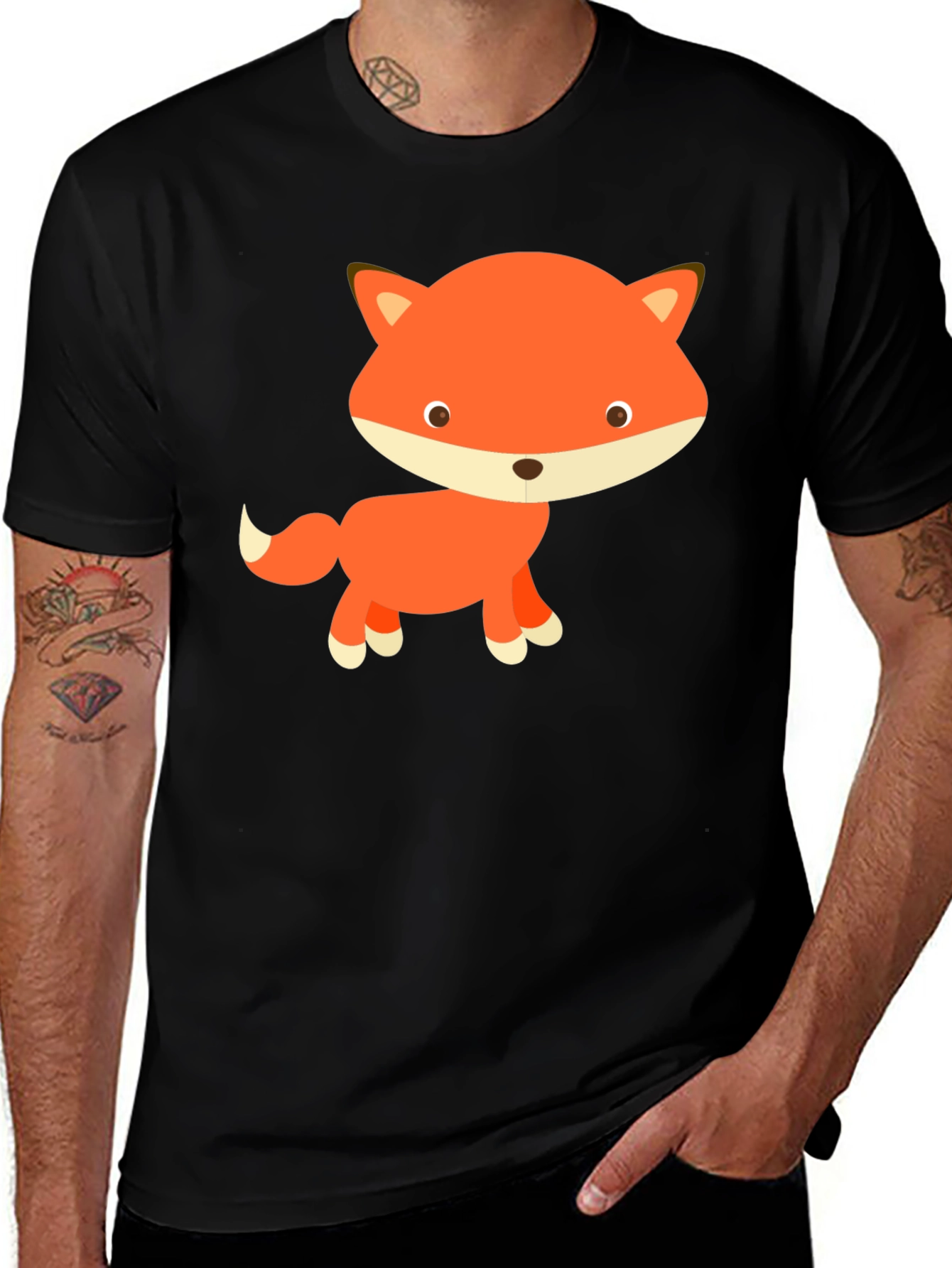 Variant 30 of Cute Fox Graphic Black T-Shirt