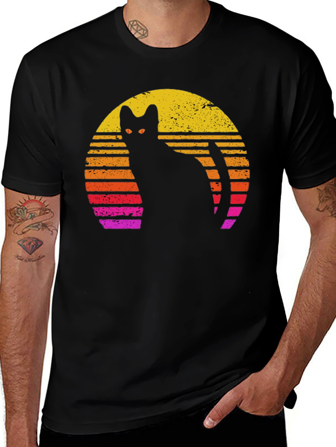 Variant 15 of Retro Cat Silhouette T-Shirt