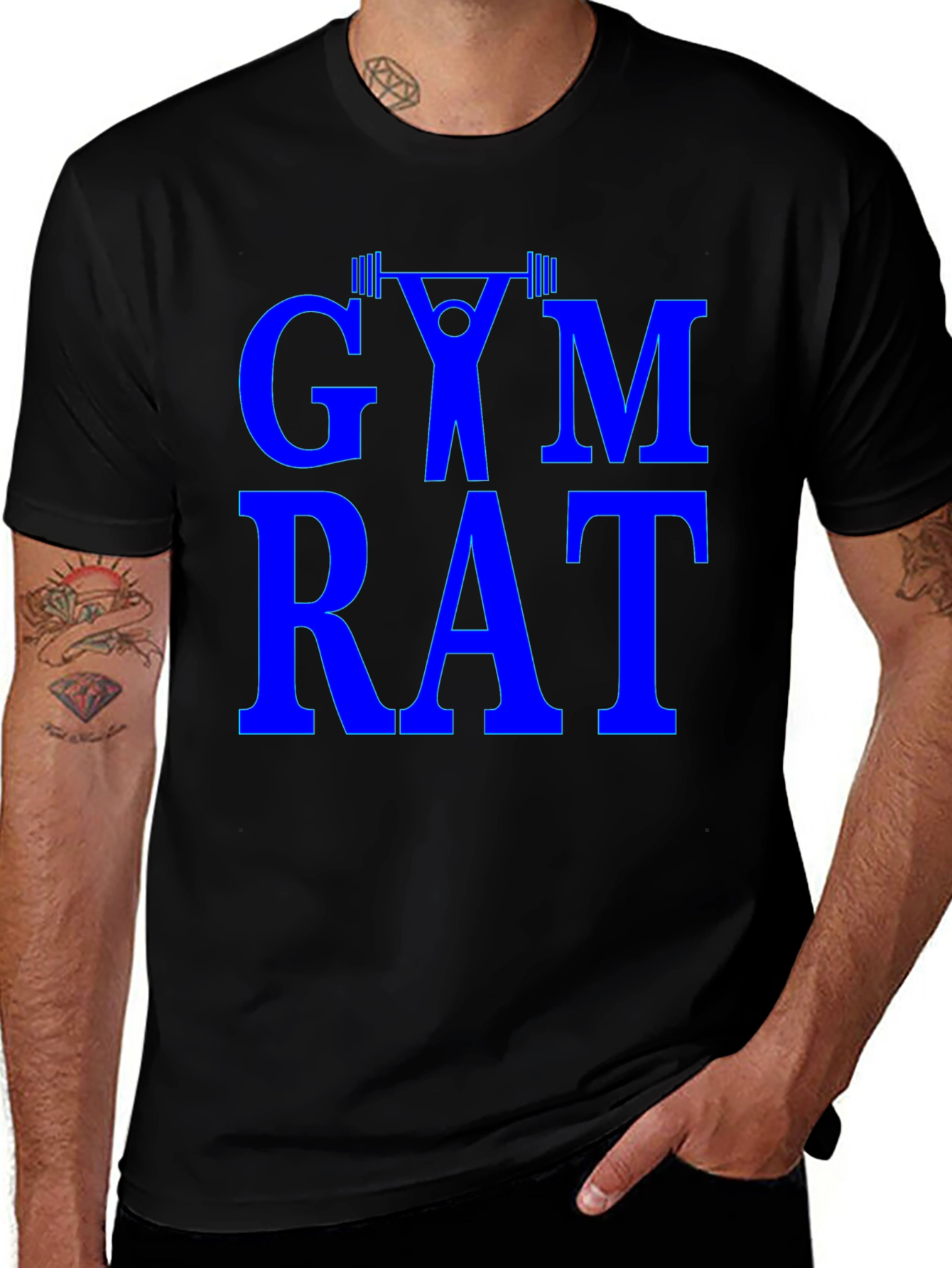 Gym Rat Graphic Tee - Black Cotton Training Shirt