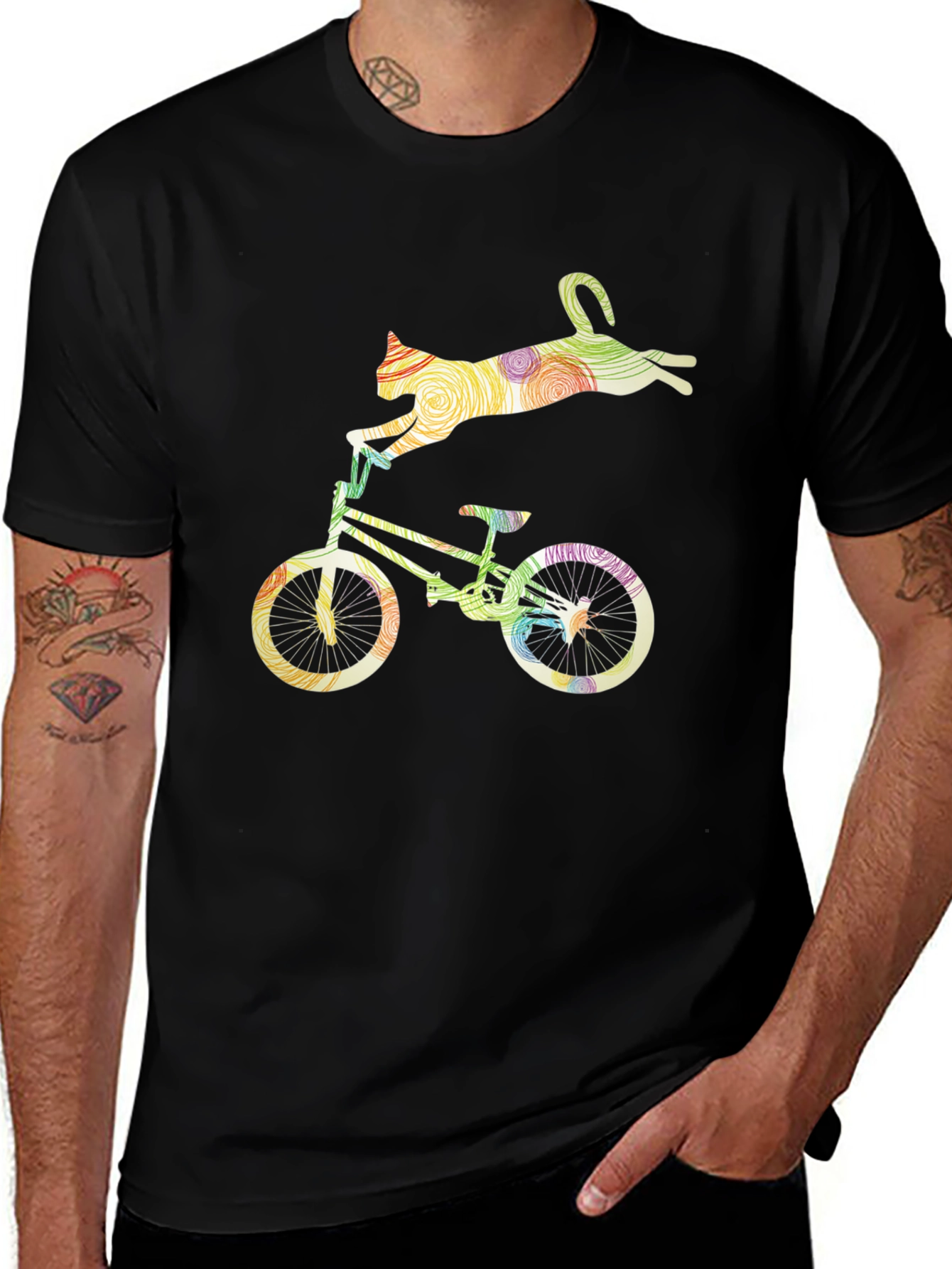 Variant 25 of Cat Riding Bicycle Graphic Tee