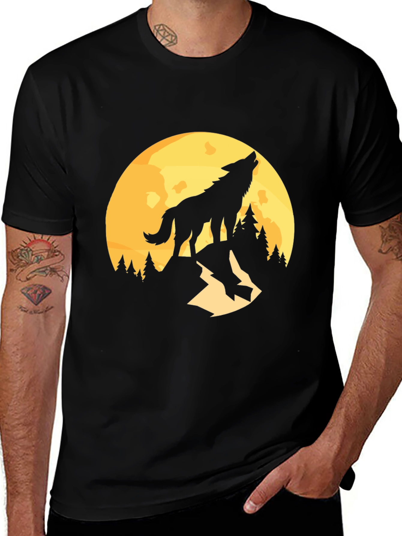 Variant 5 of Wolf Howling at Moon Graphic Tee