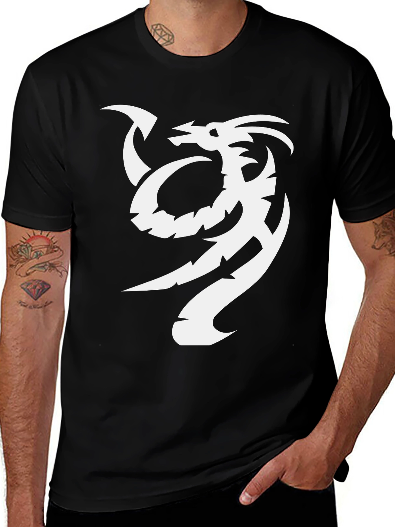 Variant 15 of Dragon Graphic Black Tee - Stylish and Bold