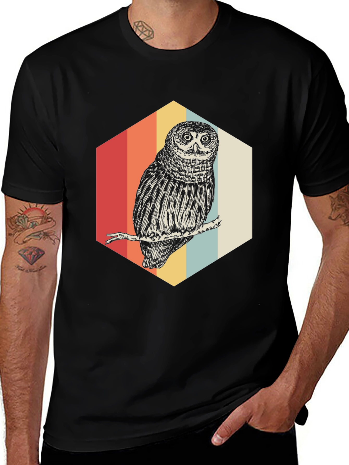 Variant 21 of Retro Owl Graphic Tee - Vintage Inspired Design