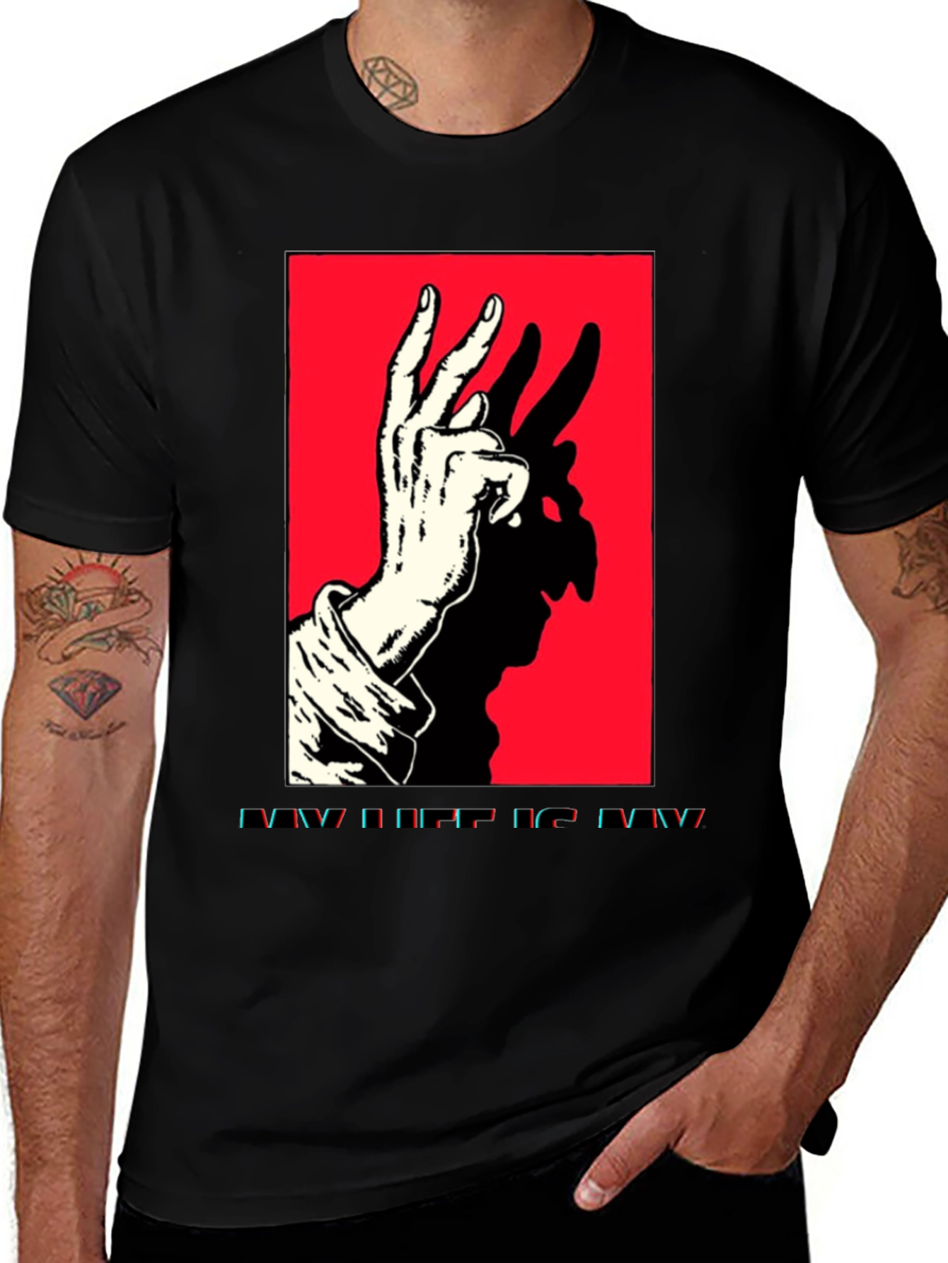 Variant 16 of Devil Hand Shadow Graphic Tee - Now or Never