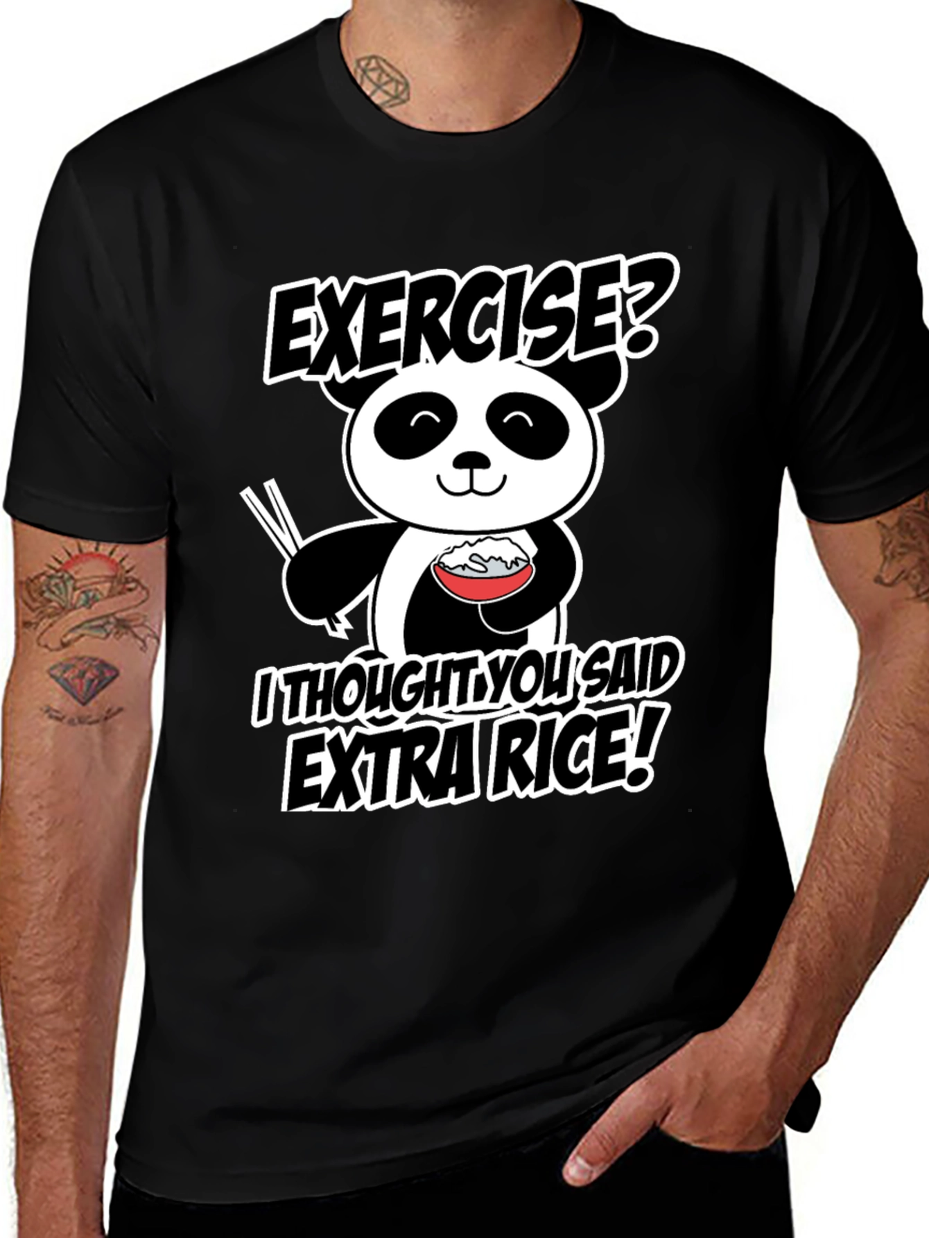 Variant 9 of Extra Rice Panda T-Shirt - Funny Exercise Tee