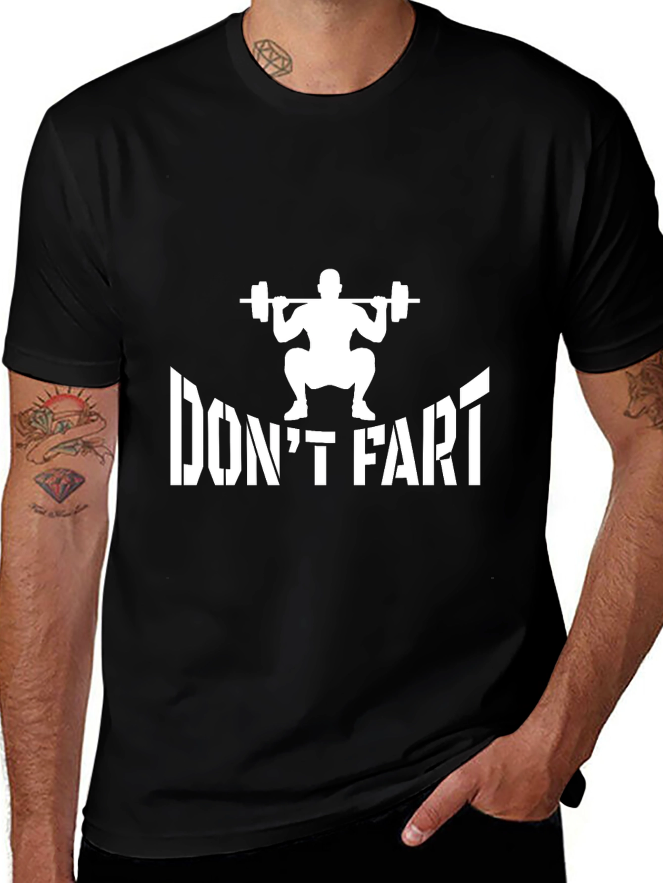 Variant 12 of Don't Fart Squat T-Shirt - Funny Gym Workout Tee