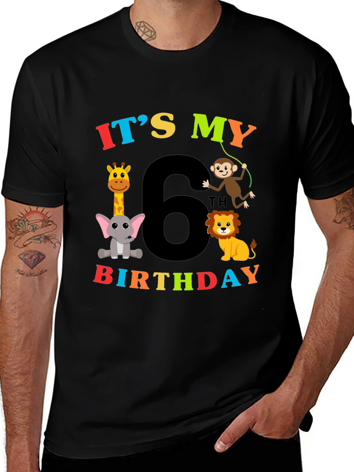 Kids 6th Birthday Animal T-Shirt