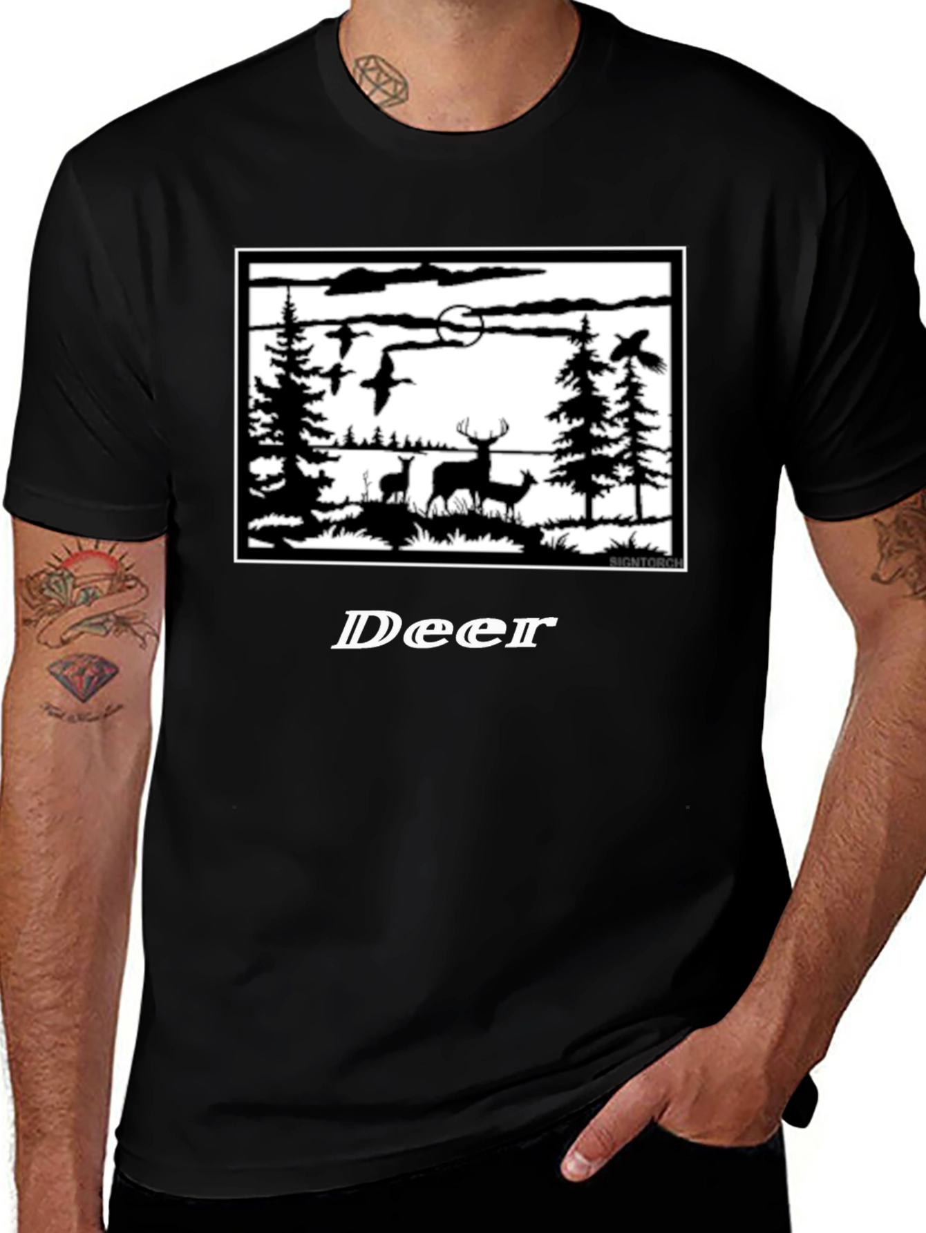 Variant 7 of Deer Silhouette Graphic T-Shirt - Nature Inspired