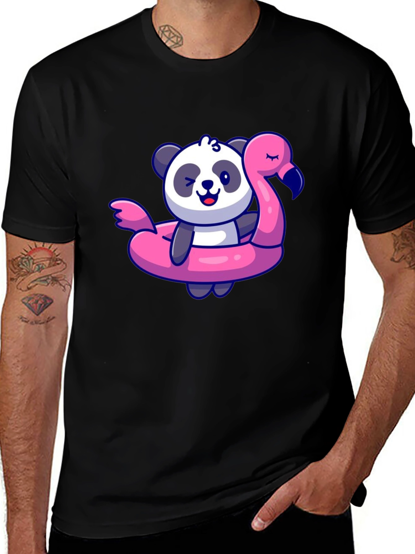 Variant 28 of Panda Flamingo Pool Float Graphic Tee
