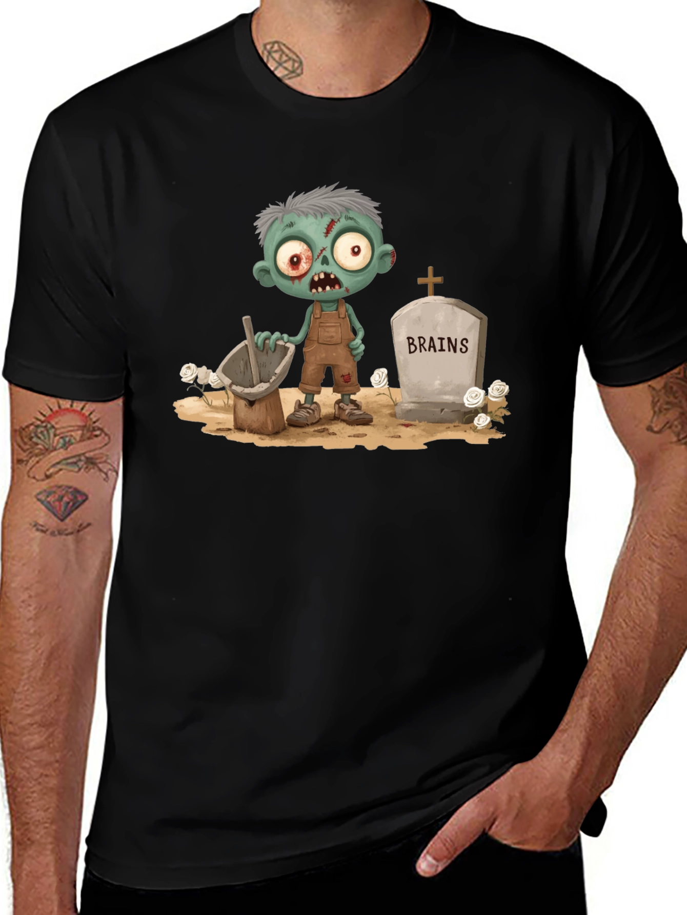 Zombie Brains T-Shirt - Funny Cartoon Tee