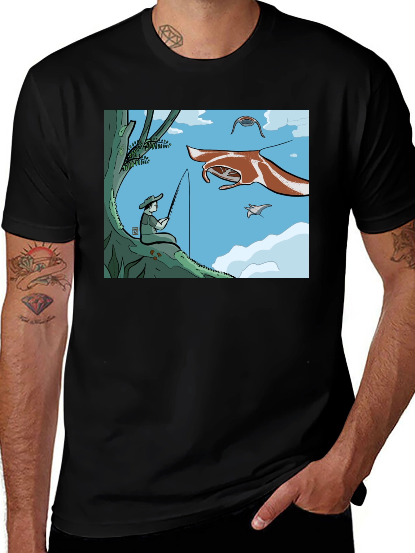 Variant 21 of Manta Ray Fishing T-Shirt