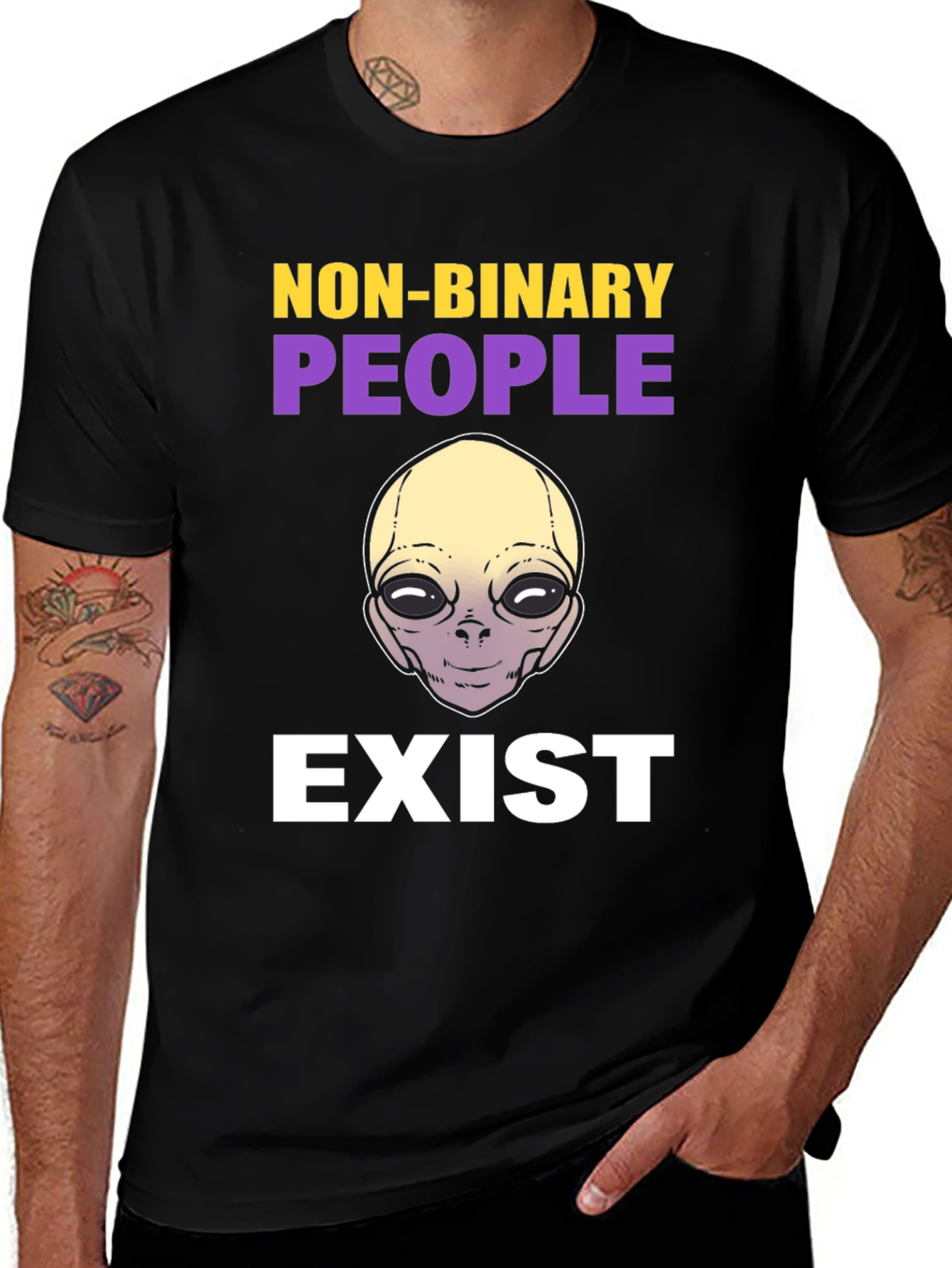 Variant 27 of Non-Binary Alien T-Shirt - Unisex Pride Apparel