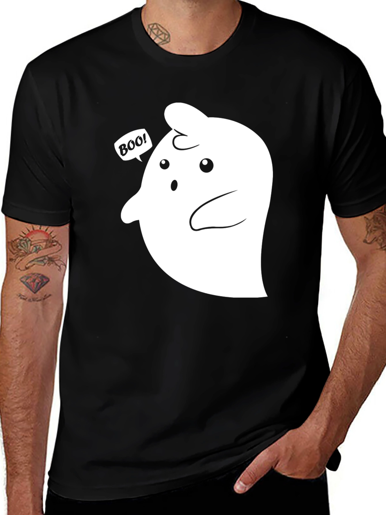 Boo! Ghost Graphic T-Shirt - Halloween Fun