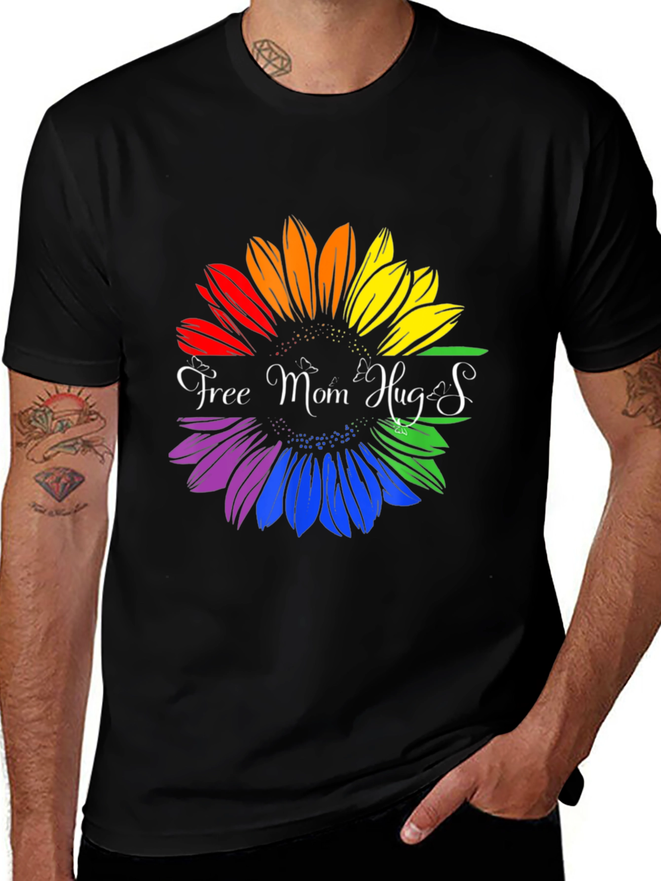Variant 6 of Rainbow Sunflower Free Mom Hugs Graphic T-Shirt