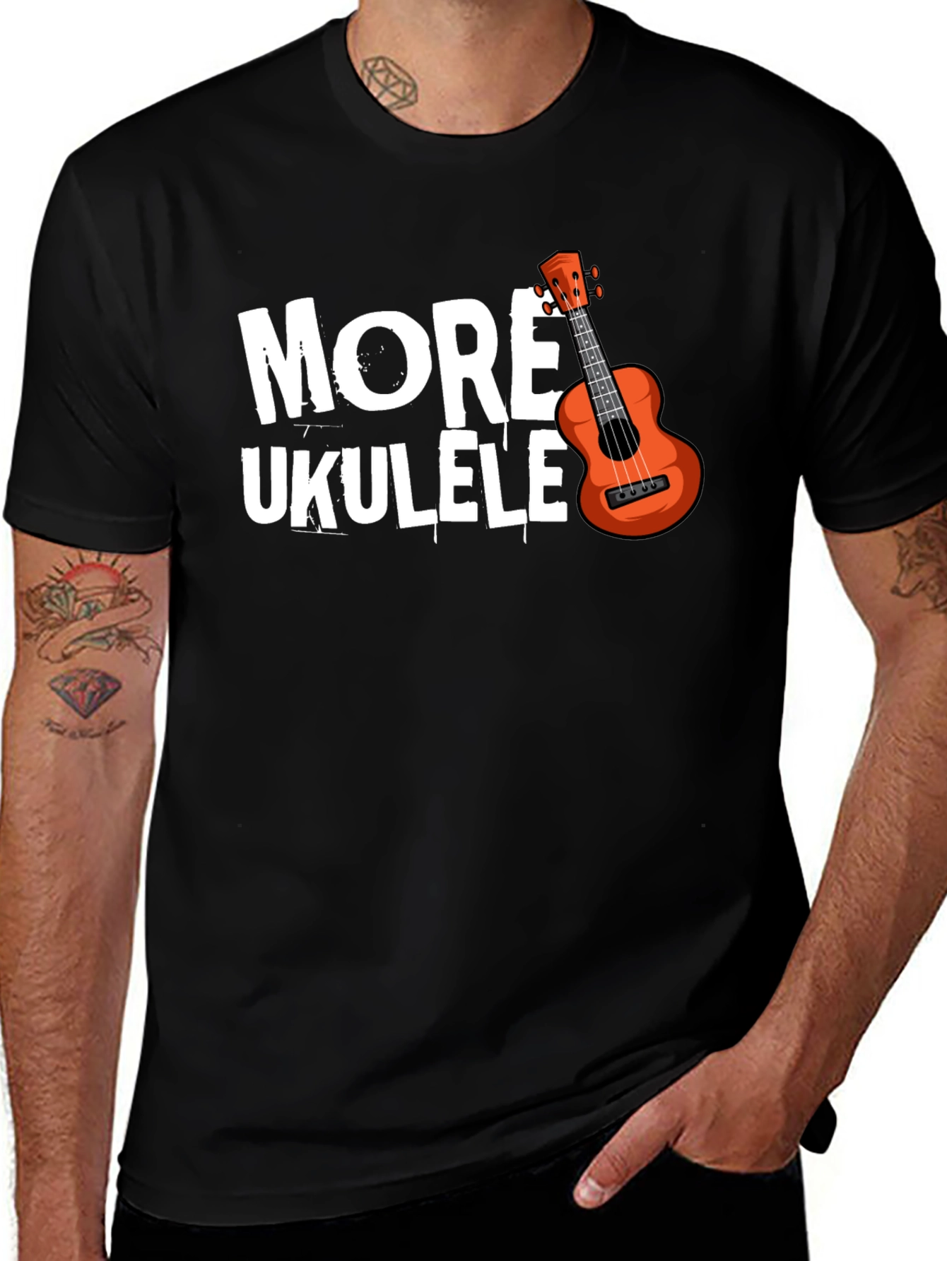 Variant 12 of More Ukulele Black T-Shirt - Music Lover's Tee