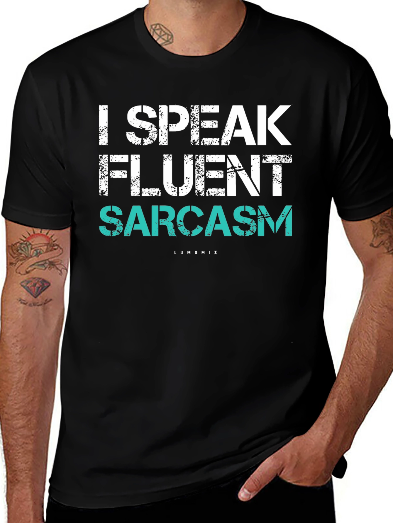 Variant 6 of Fluent Sarcasm Graphic T-Shirt - Black Cotton Tee