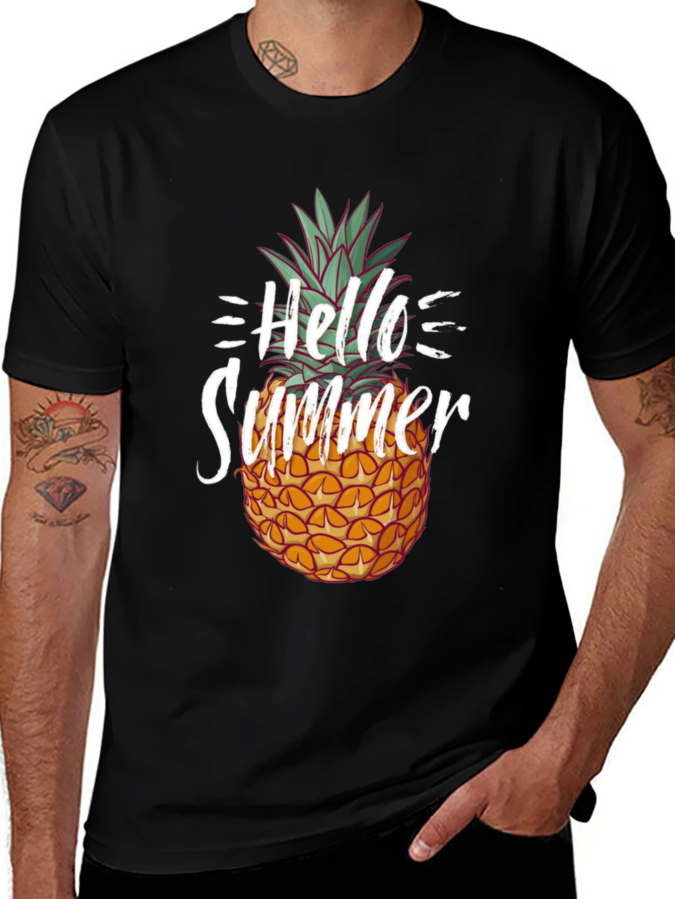 Variant 10 of Hello Summer Pineapple Graphic Tee - Unisex