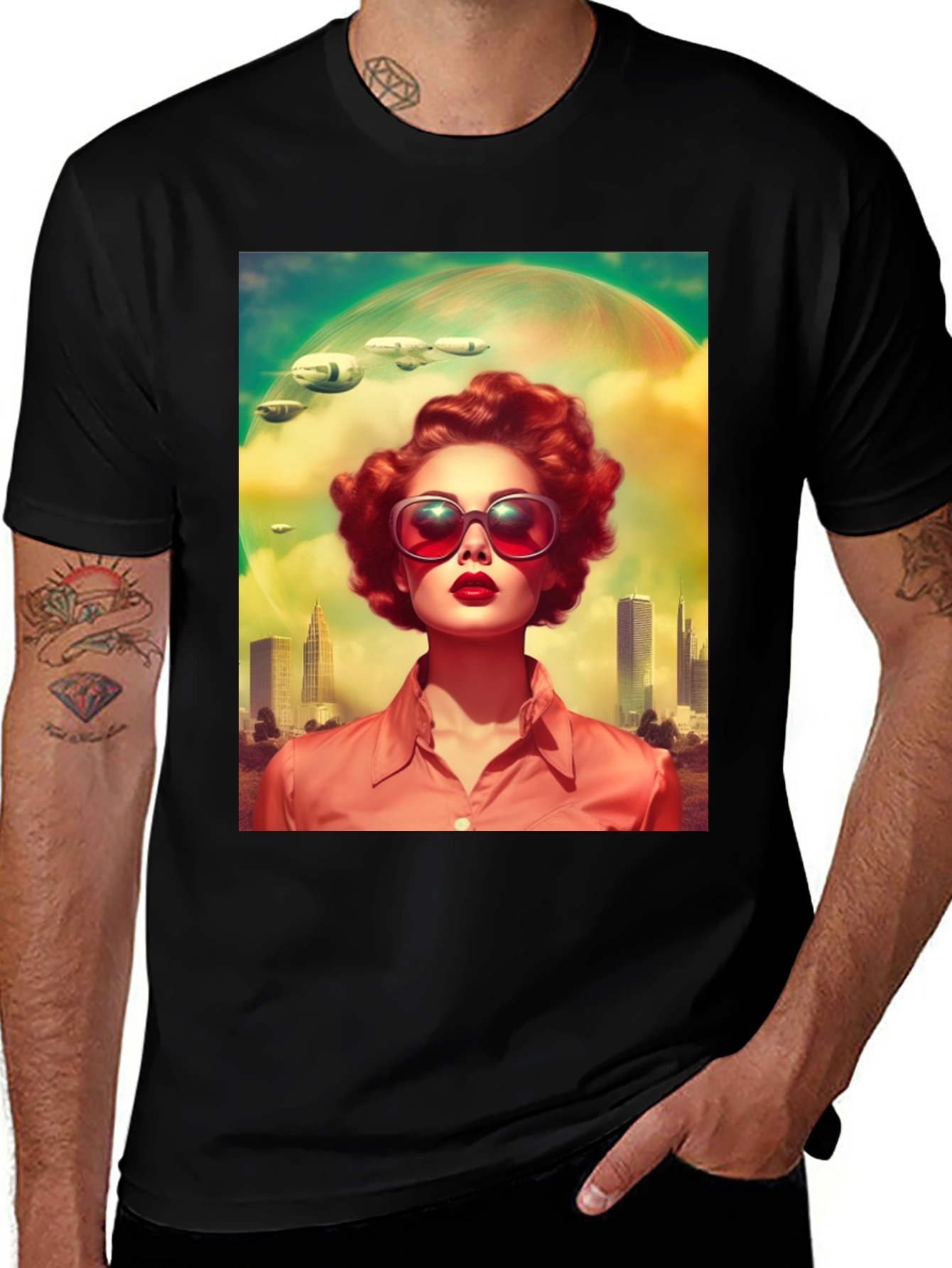 Variant 14 of Retro Sci-Fi Woman Graphic Tee