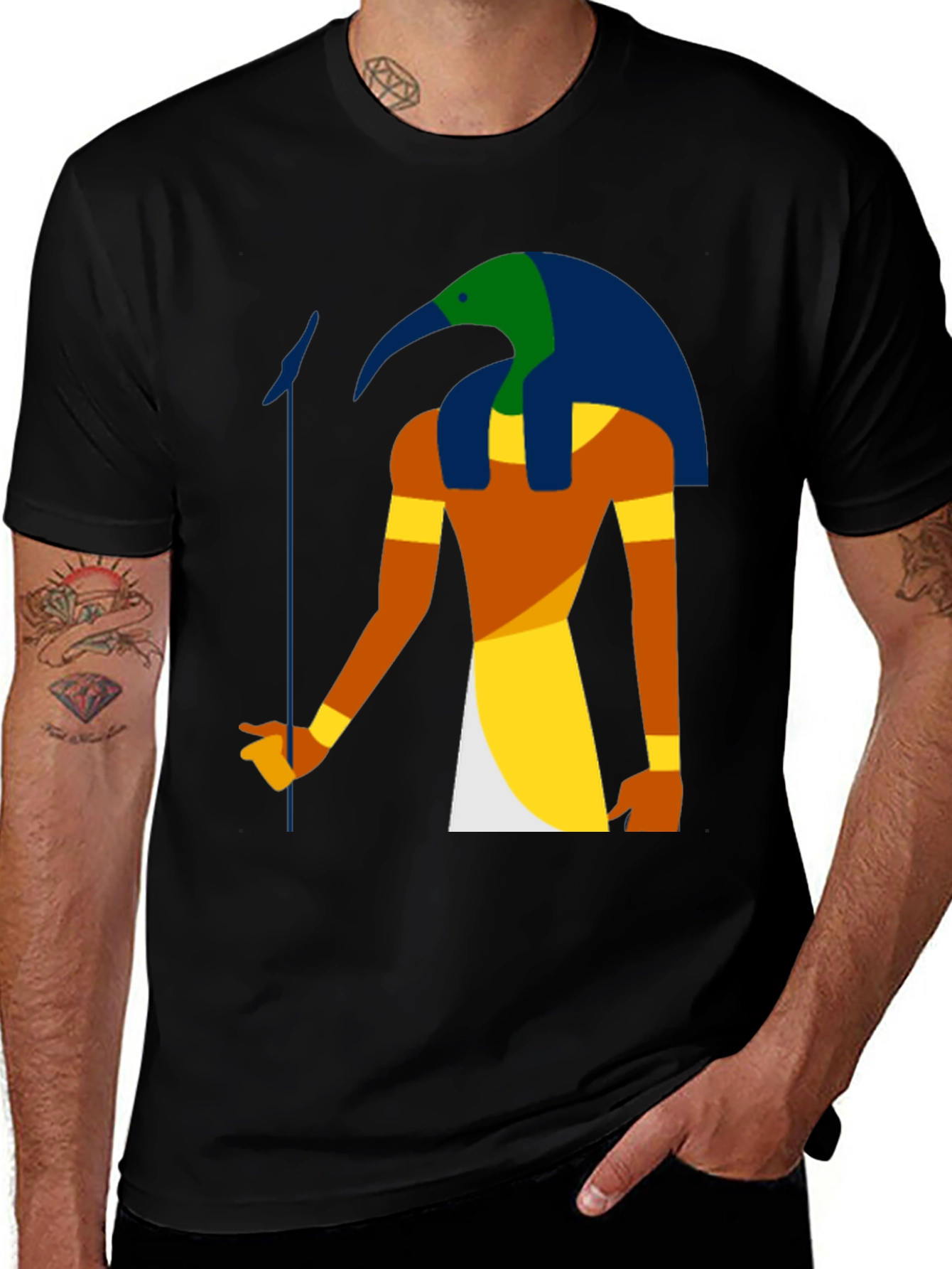 Variant 25 of Egyptian God Thoth Graphic Black T-Shirt
