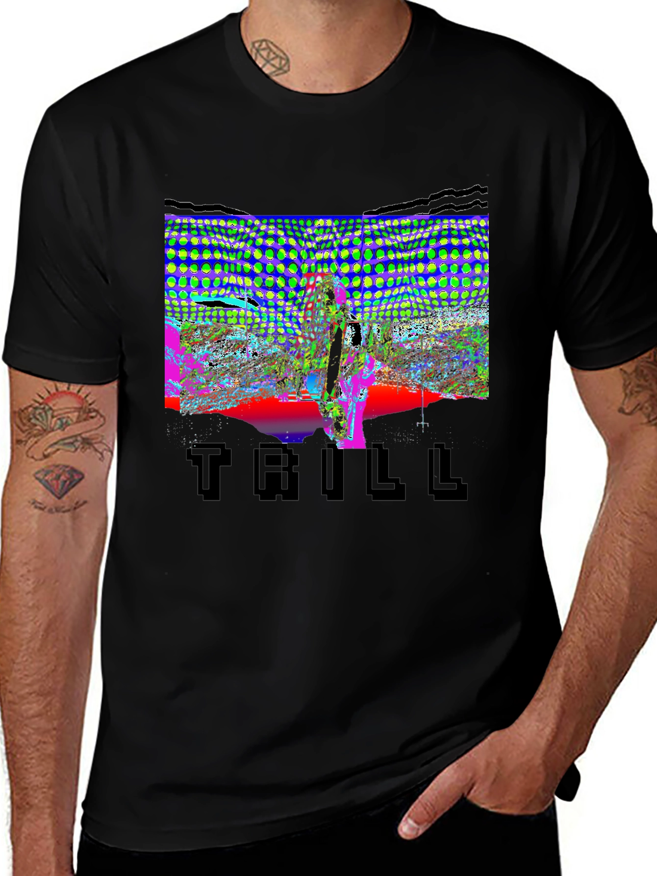 Variant 23 of Trill Graphic Tee - Unique Design, Black Cotton Shirt