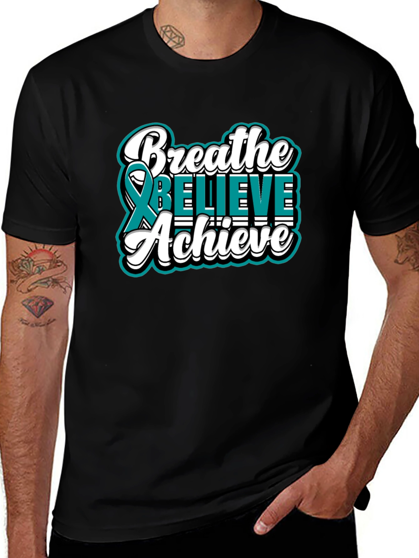 Variant 27 of Breathe Believe Achieve Awareness T-Shirt
