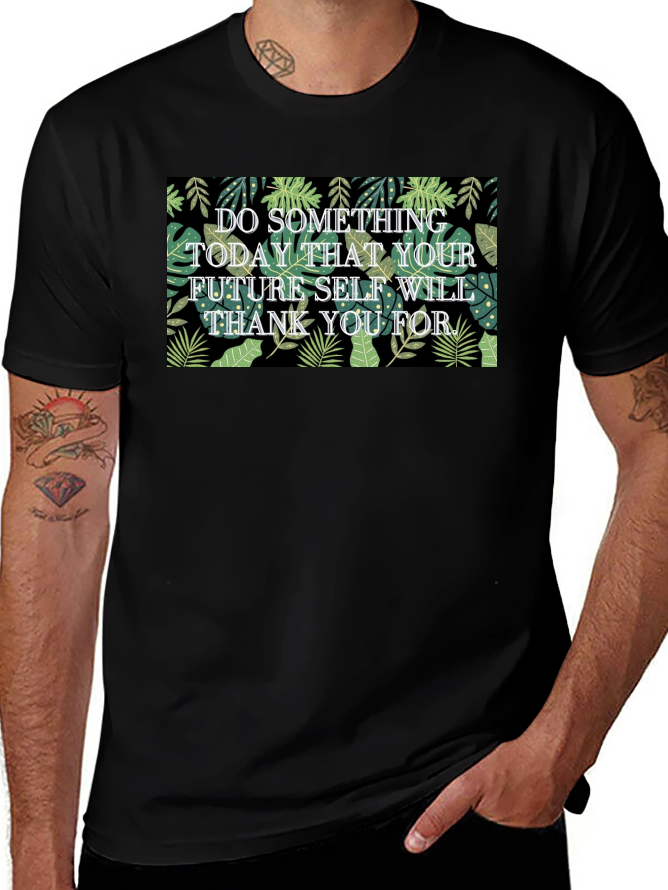 Variant 16 of Inspirational Leaf Print T-Shirt