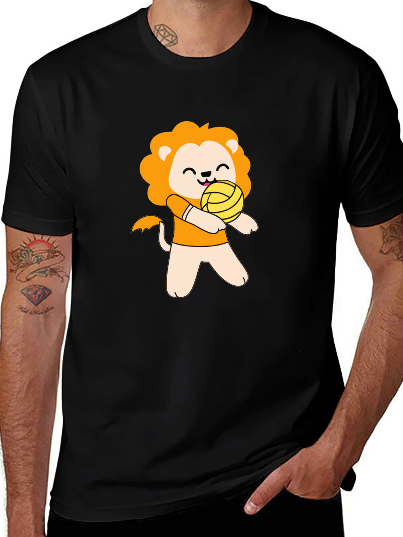 Variant 19 of Cute Lion Volleyball Player Graphic T-Shirt