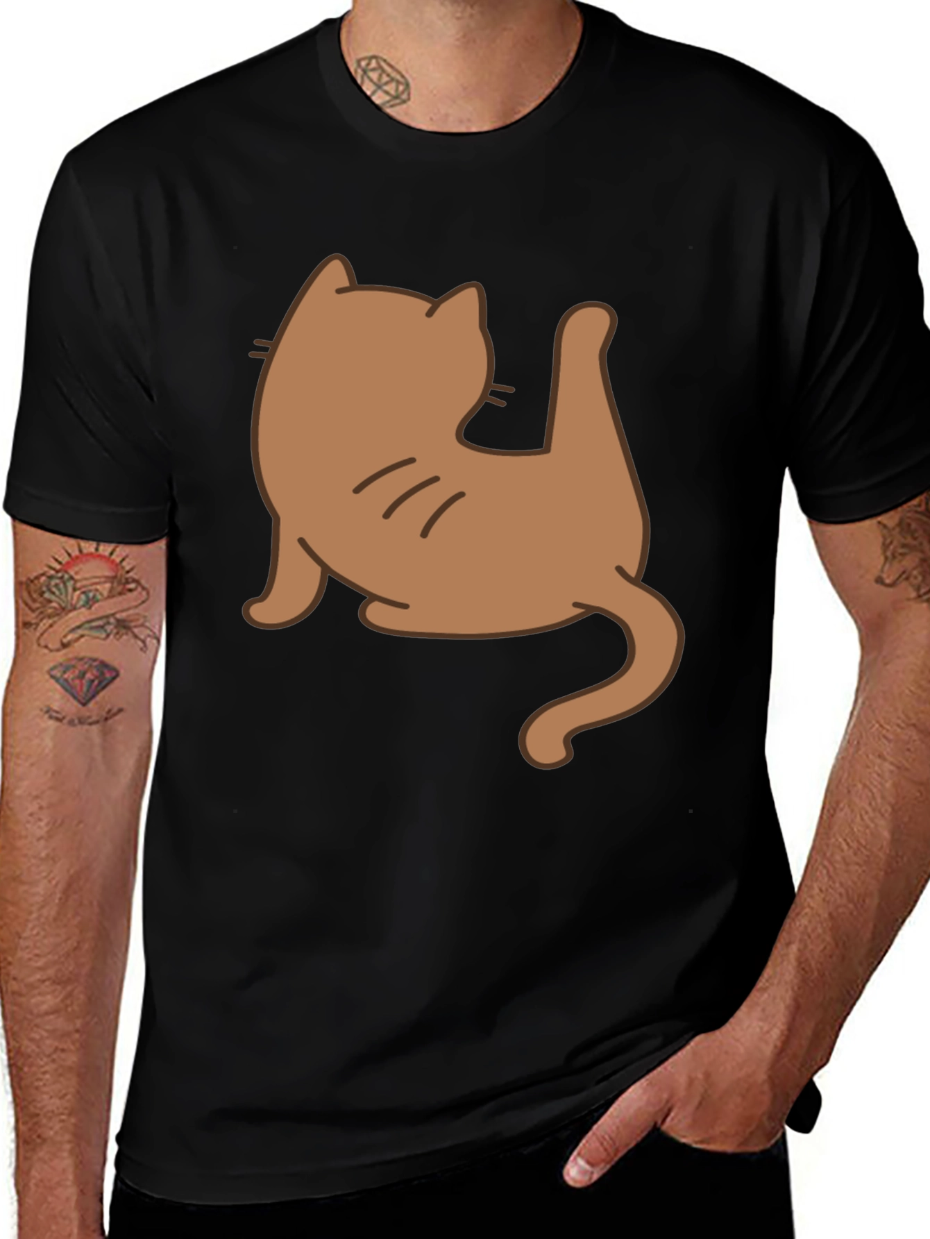 Variant 18 of Funny Cat Yoga Pose Graphic T-Shirt - Black