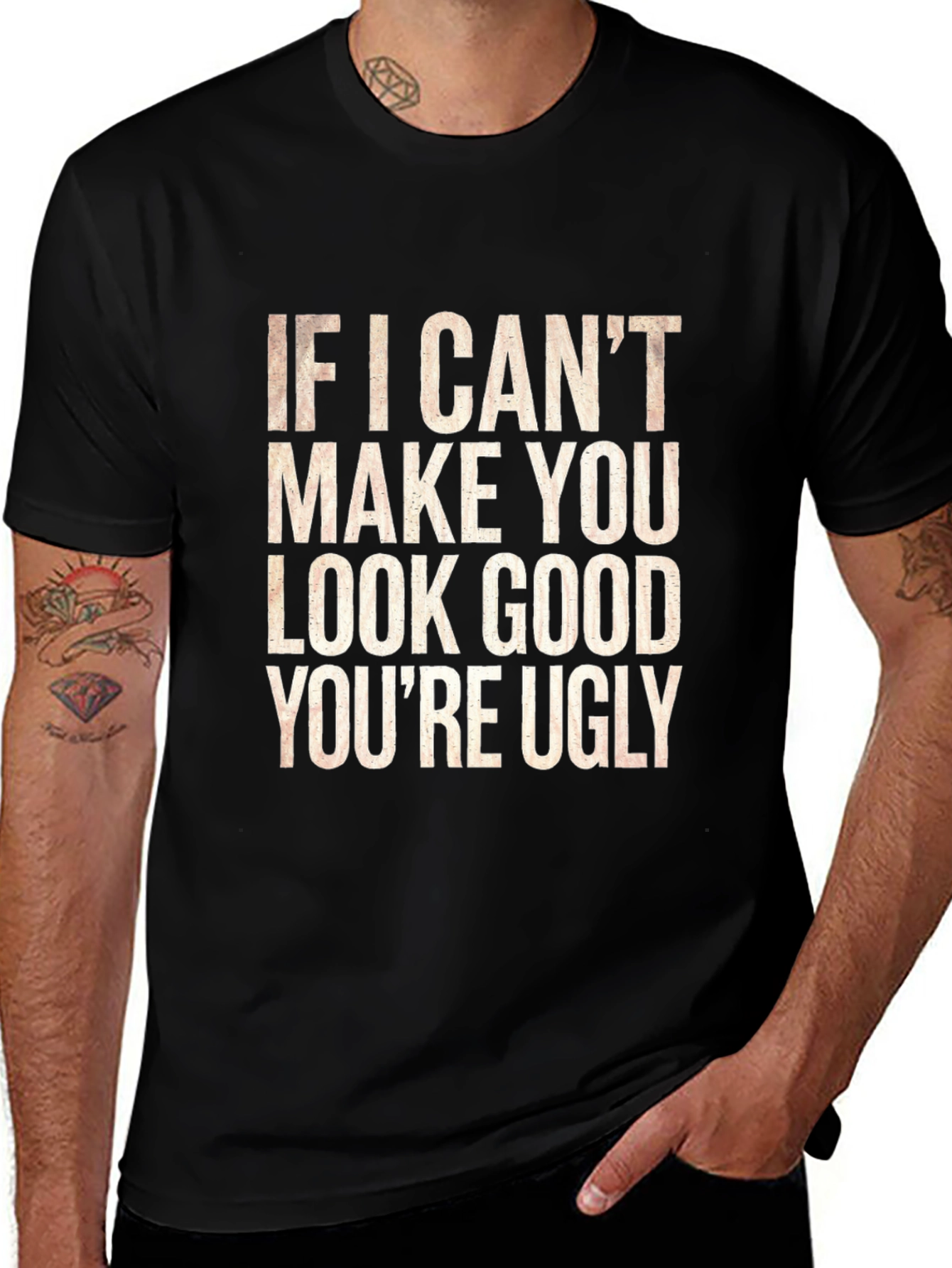 Variant 13 of Funny Sarcastic Black Graphic Tee - "You're Ugly"
