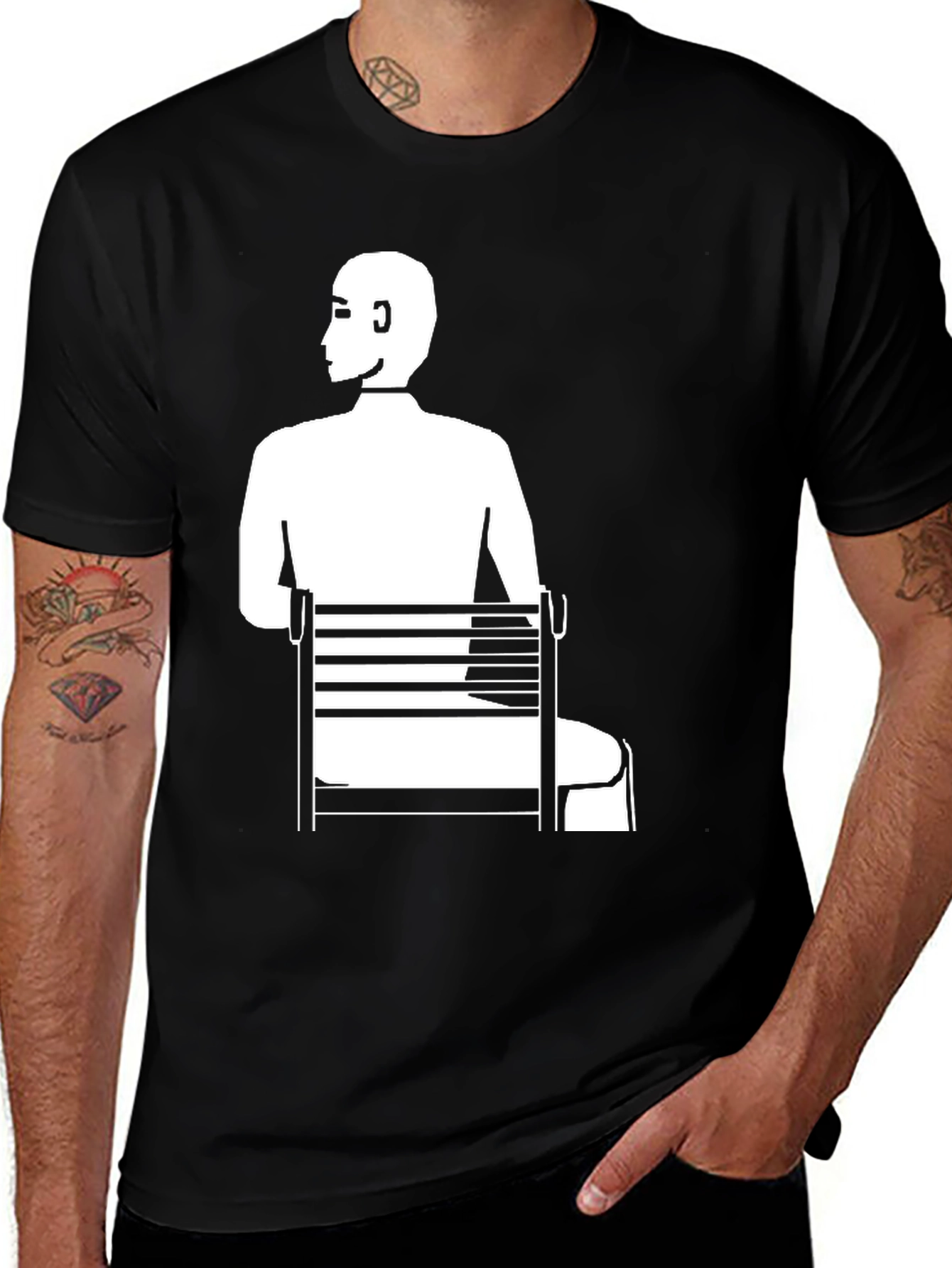 Black Man Sitting T-Shirt - Unique Graphic Tee main image