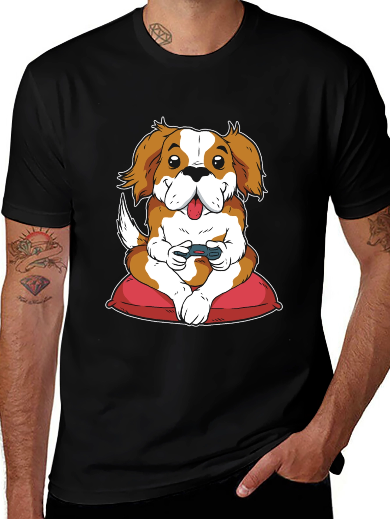 Gamer Dog Graphic T-Shirt - Cute Canine Controller