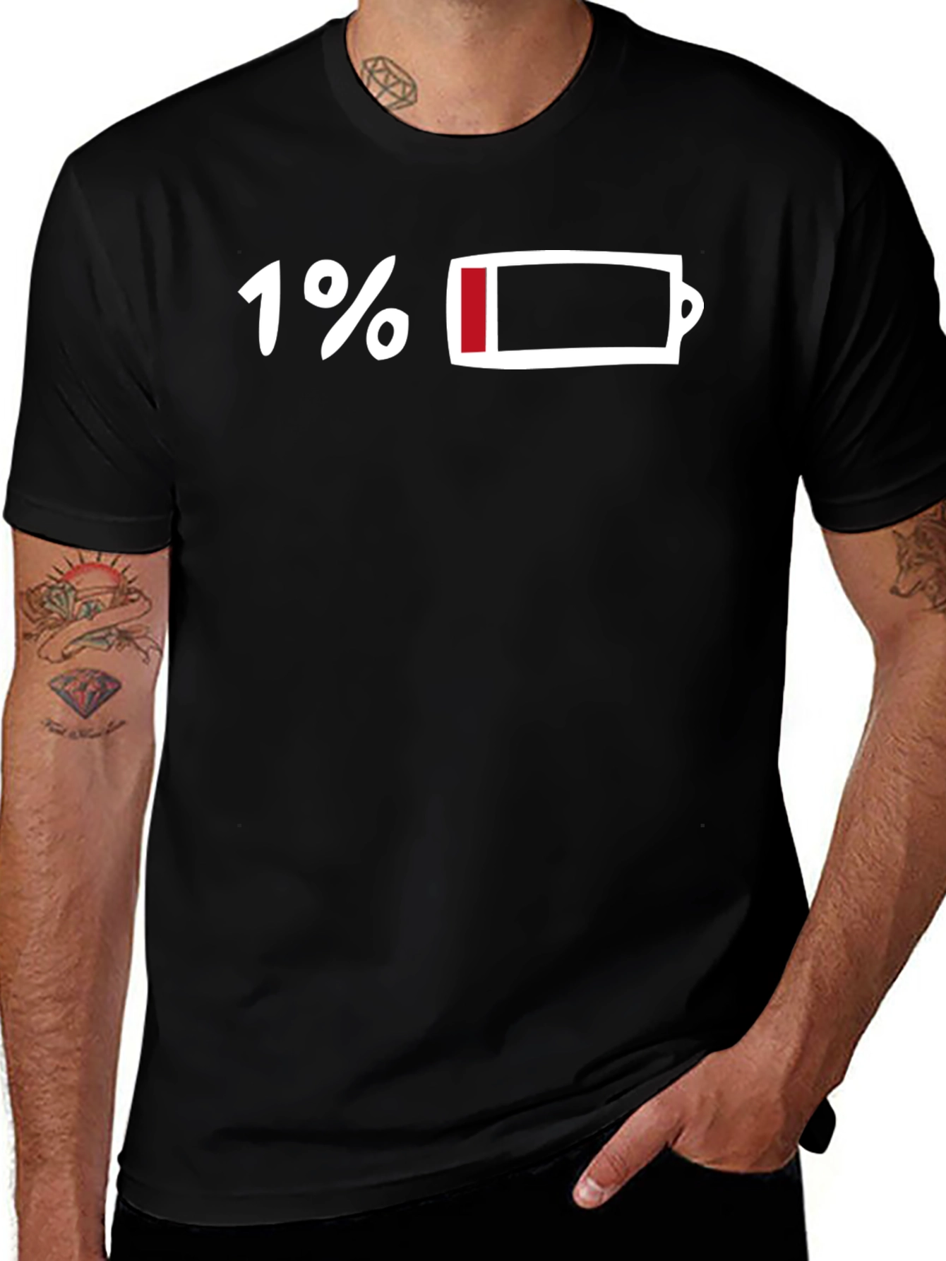 Variant 24 of 1% Battery T-Shirt - Low Energy Humor Tee