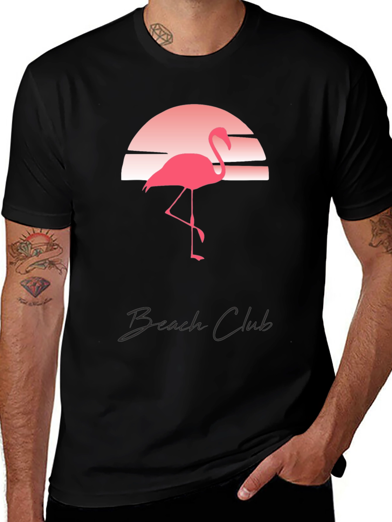 Variant 26 of Flamingo Beach Club Black T-Shirt