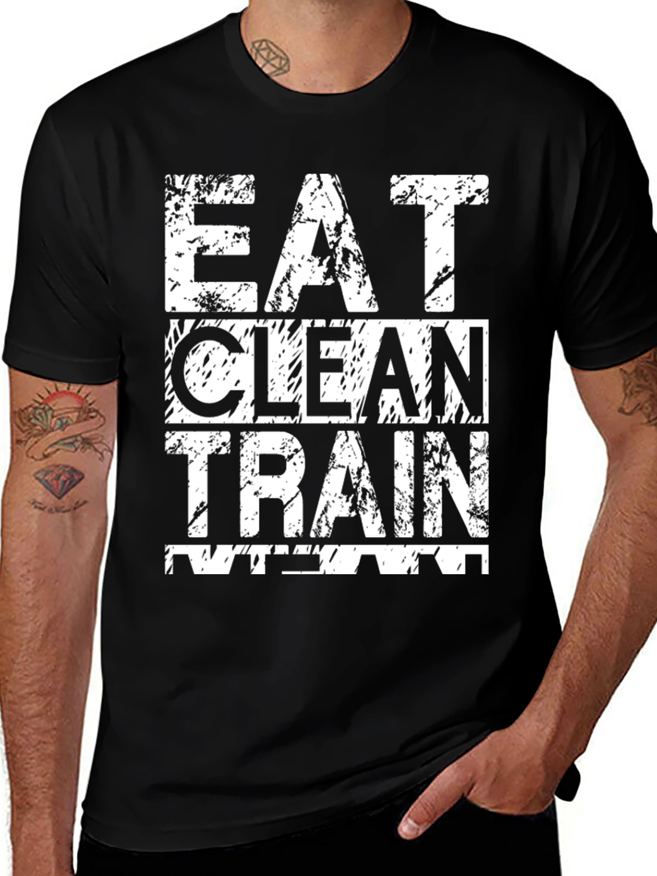 Variant 5 of Eat Clean Train Mean Graphic T-Shirt - Black