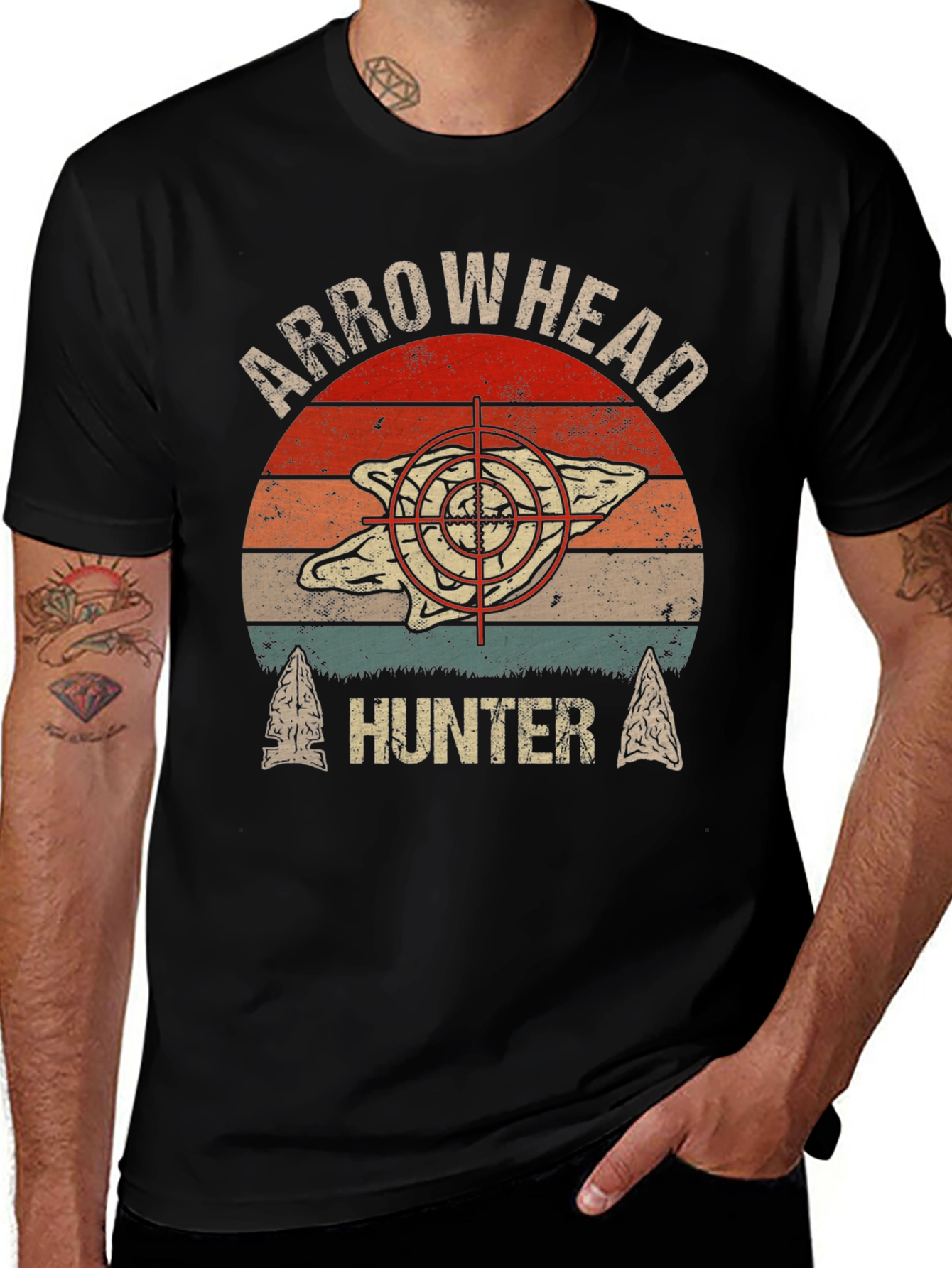 Variant 29 of Arrowhead Hunter Graphic Tee - Vintage Style