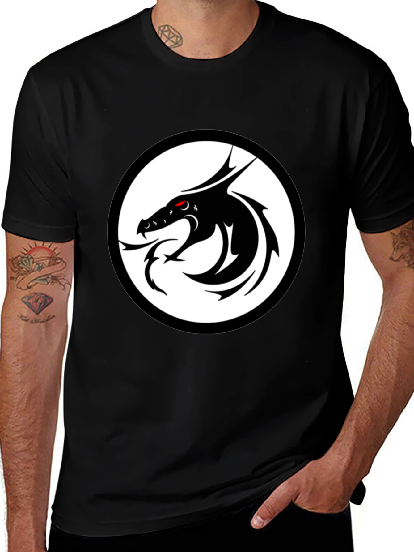 Variant 7 of Dragon Emblem Black Tee - Graphic Print T-Shirt