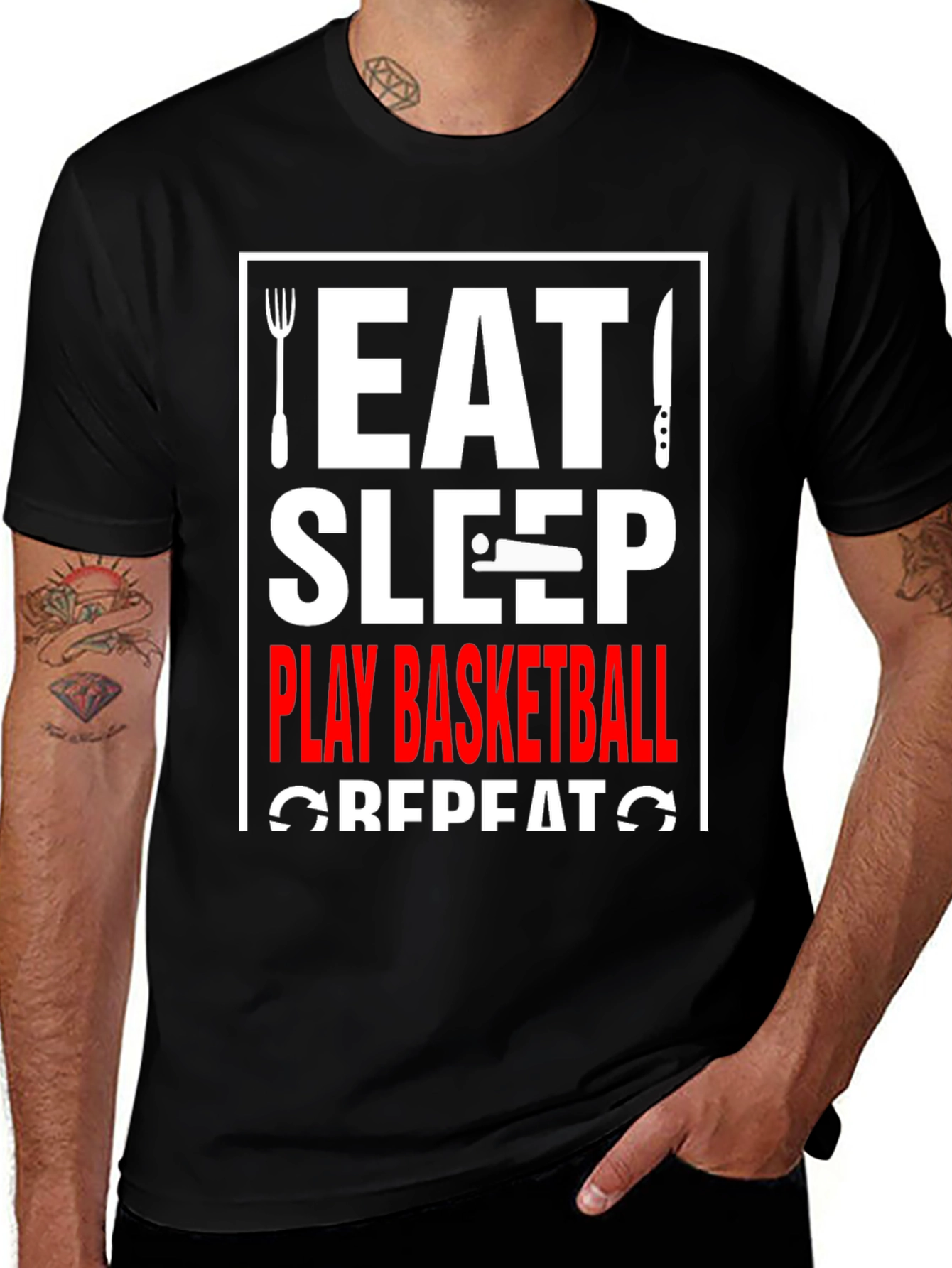 Variant 16 of Eat Sleep Play Basketball Repeat T-Shirt