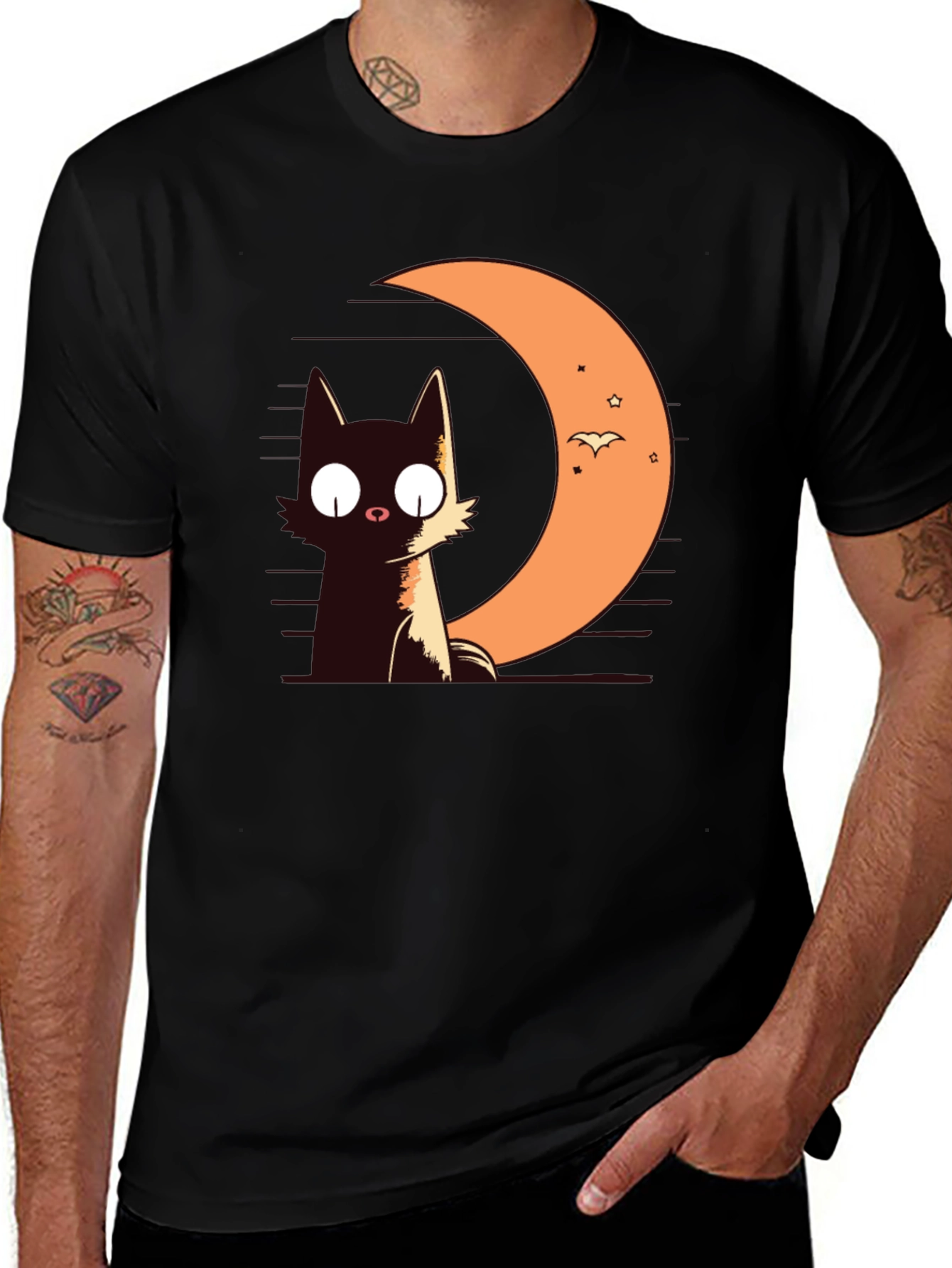 Black Cat Moon Graphic Tee