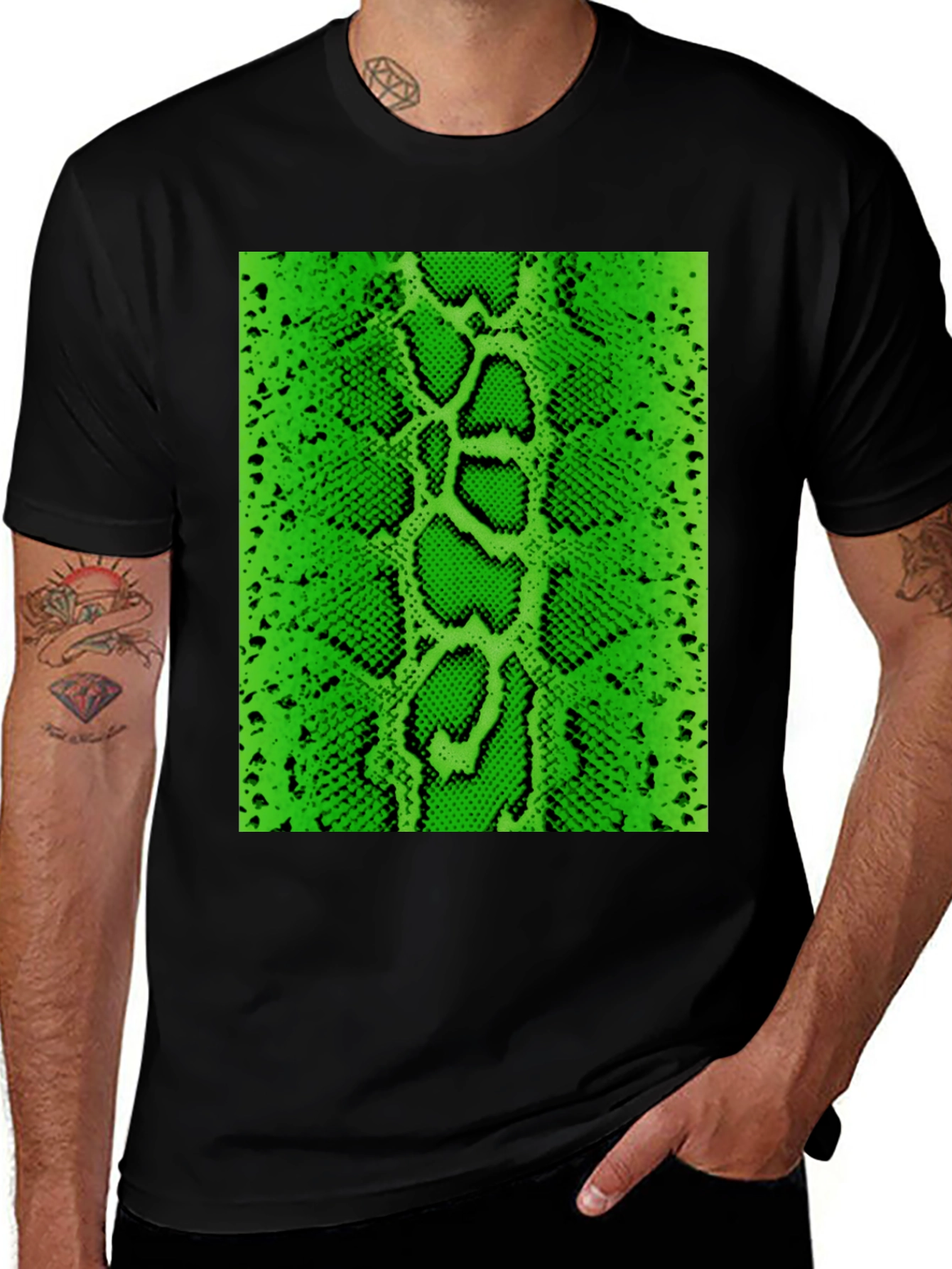 Variant 2 of Green Snake Skin Graphic Tee - Bold Fashion Statement