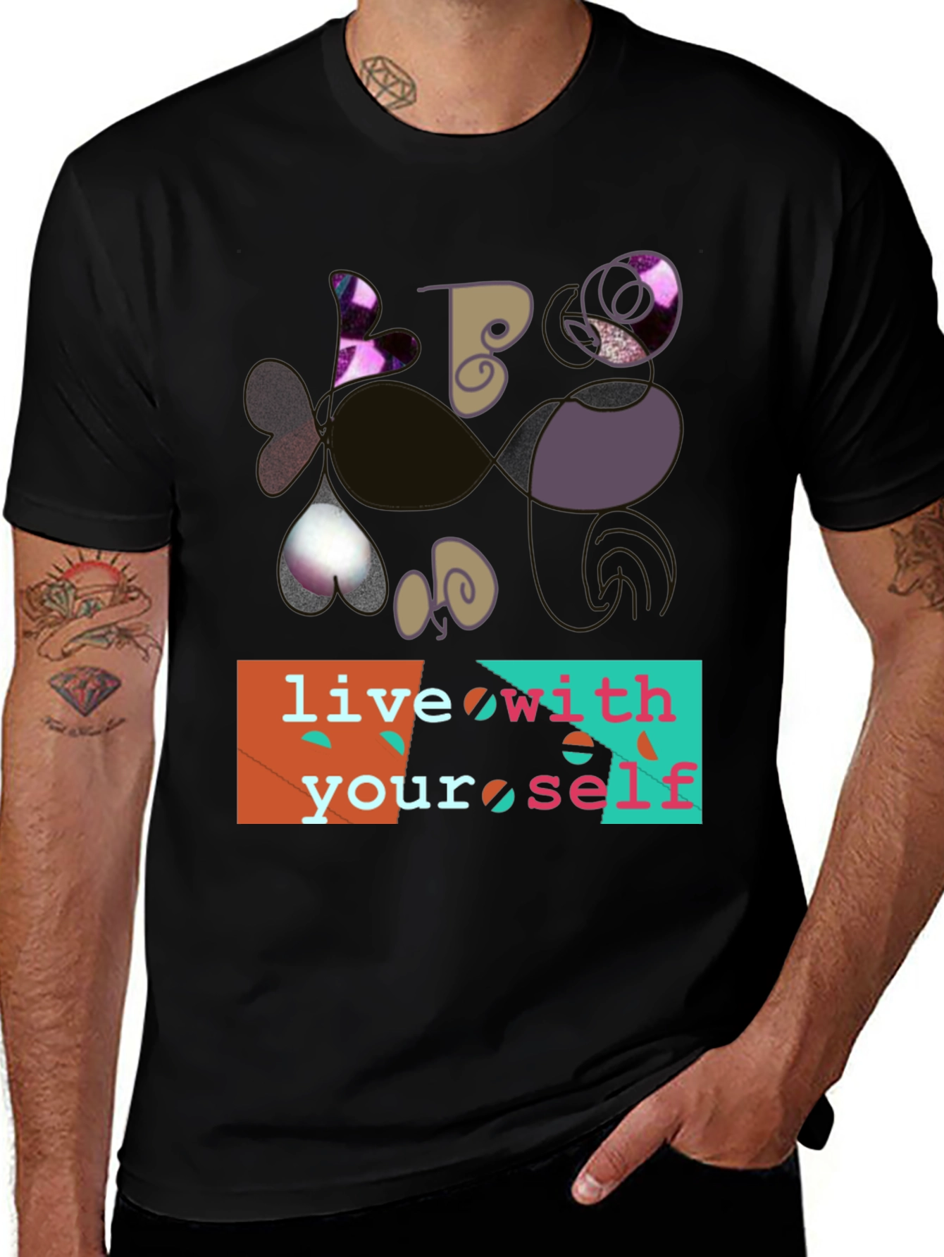 Variant 6 of Abstract Art T-Shirt - Live With Yourself - Stylish Graphic Tee