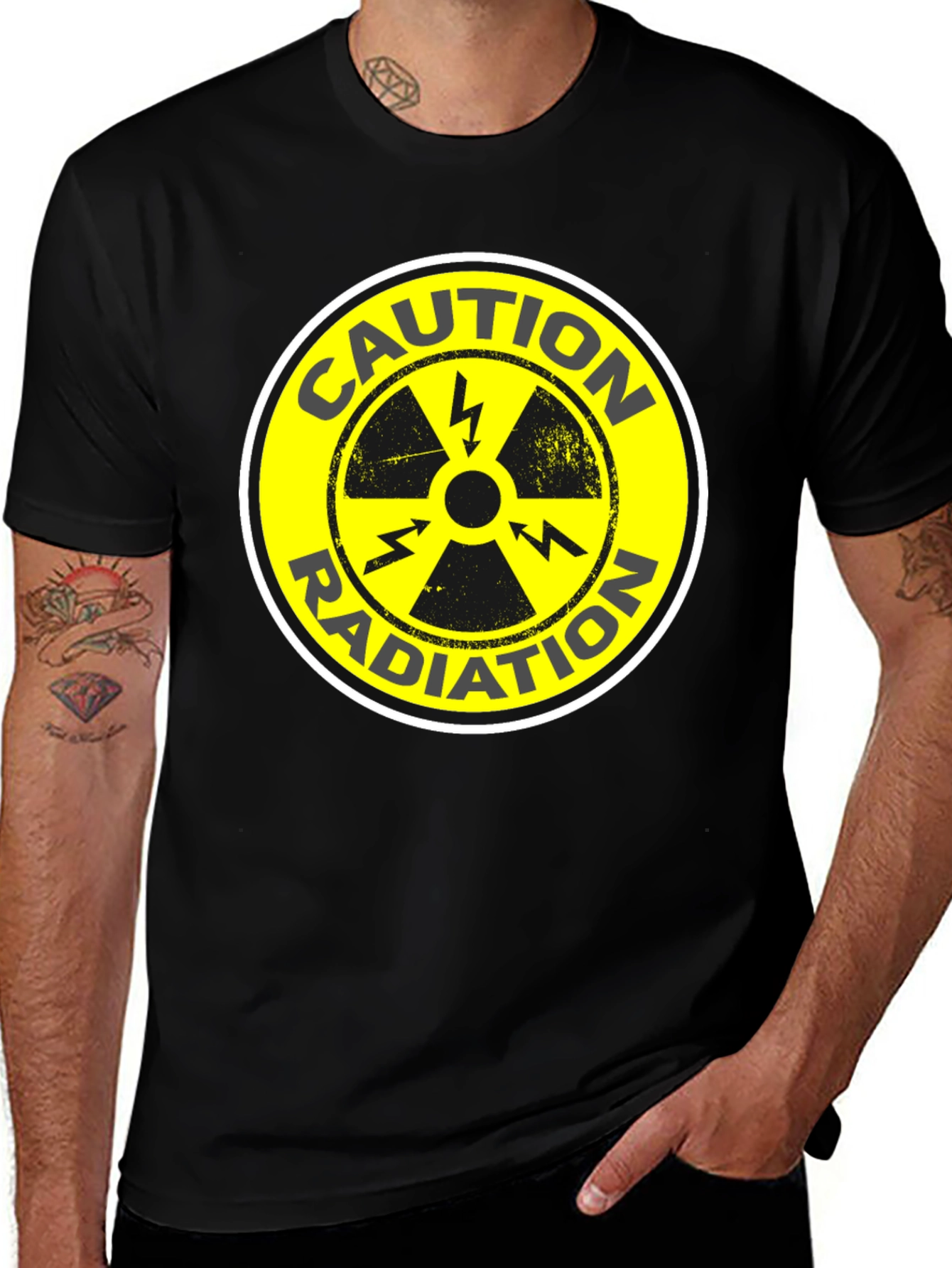 Variant 23 of Caution Radiation Graphic T-Shirt - Black