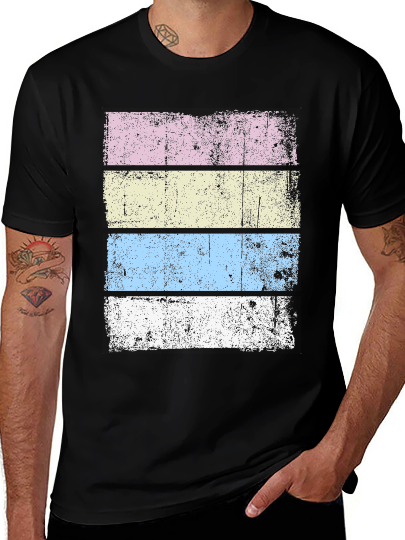 Variant 16 of Retro Striped T-Shirt - Distressed Design