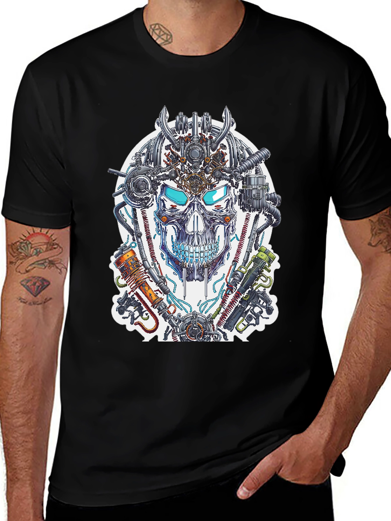 Variant 13 of Steampunk Skull T-Shirt - Mechanical Design