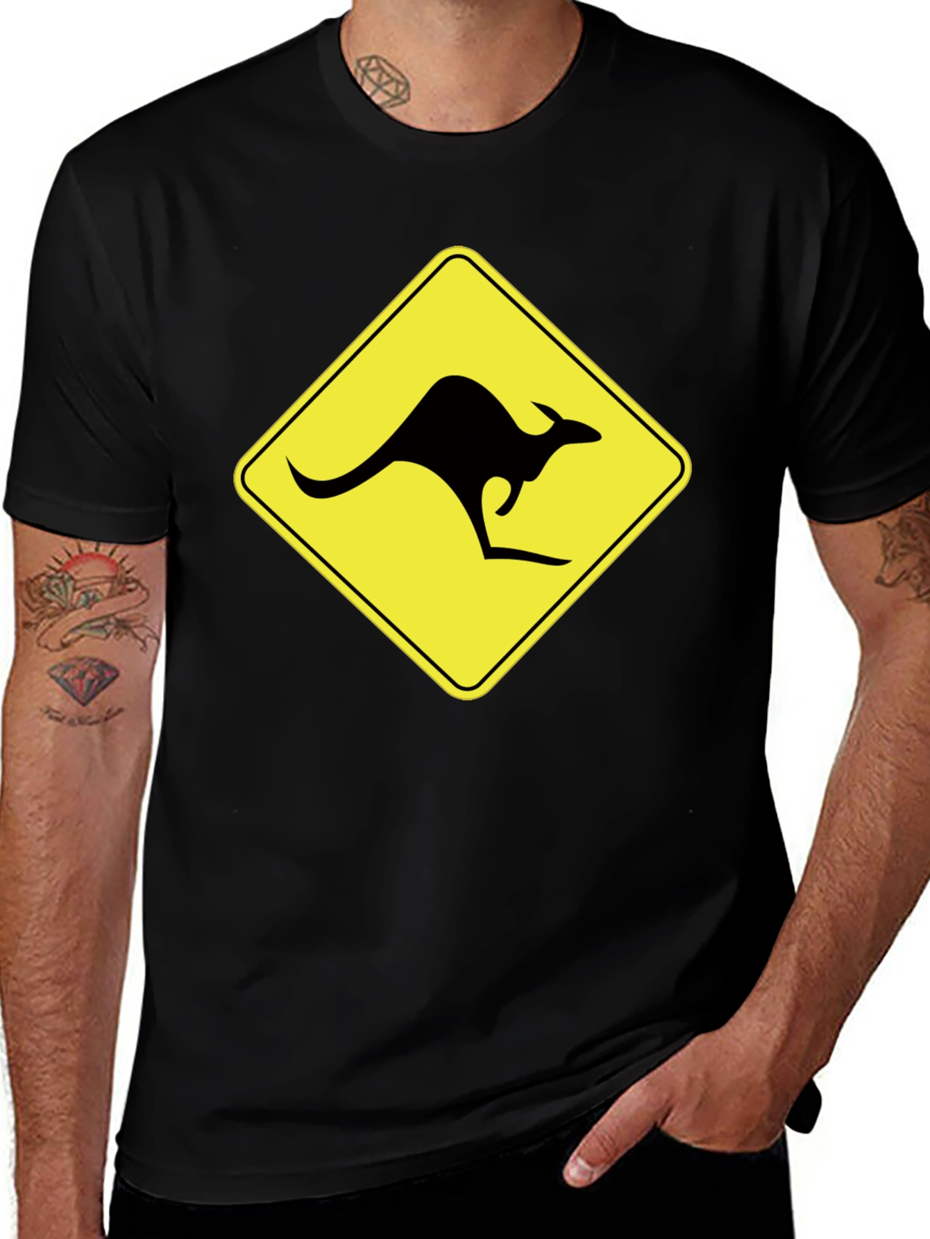 Variant 14 of Kangaroo Crossing Graphic Tee - Black