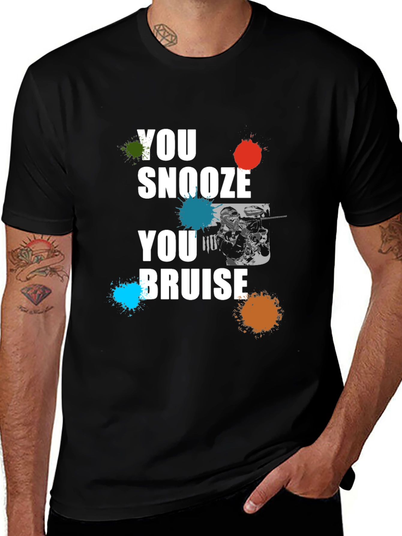 Variant 7 of You Snooze You Bruise Graphic Print Black T-Shirt