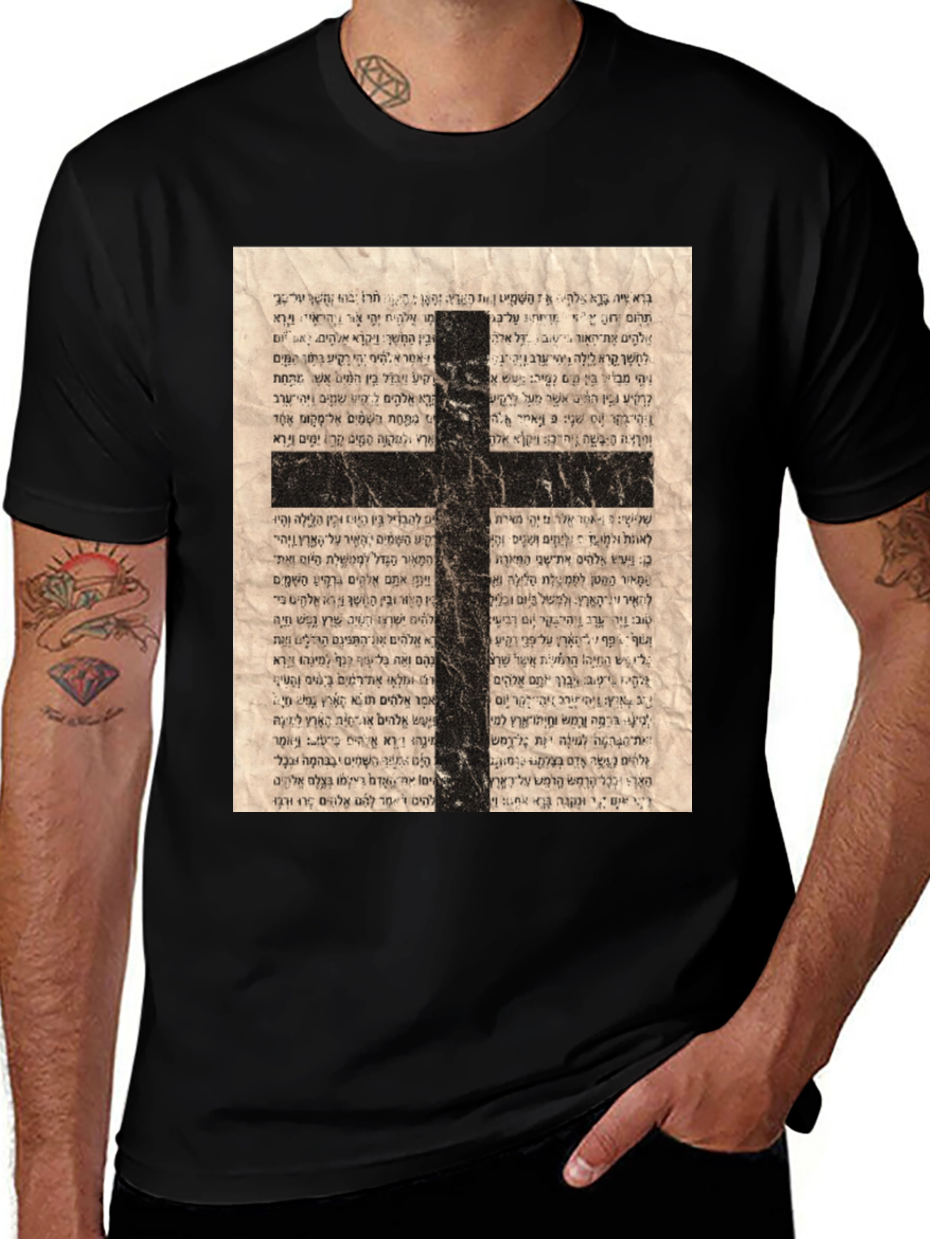 Variant 23 of Vintage Black Cross Print T-Shirt