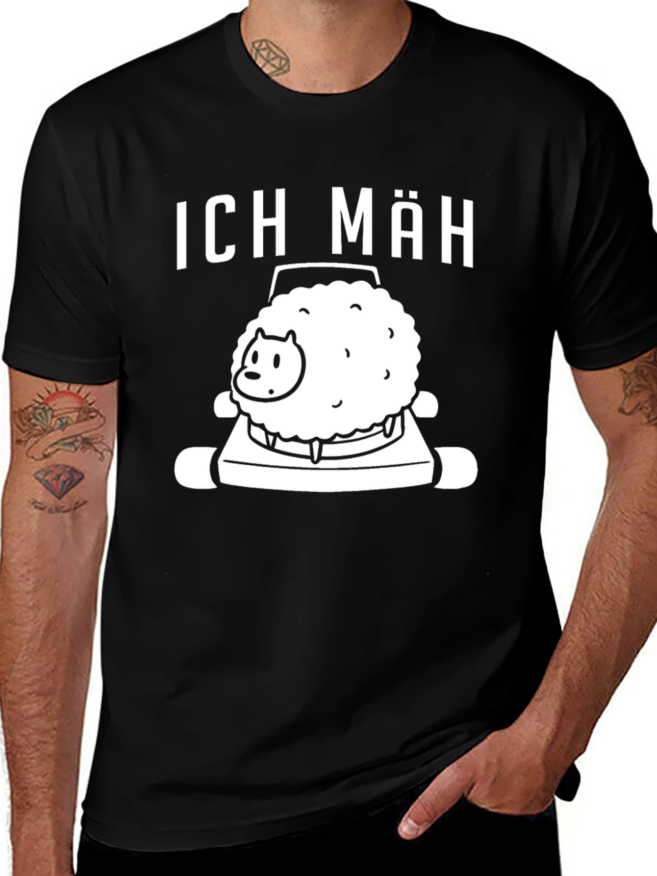 Variant 16 of Ich Mah Sheep Lawn Mower Graphic T-Shirt