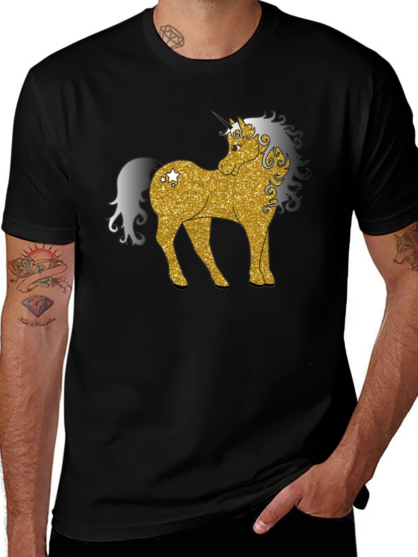 Variant 22 of Unicorn Graphic Tee - Men's Black T-Shirt